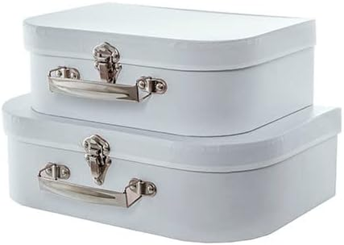 Set of 2 Suitcase Gift Boxes Hamper Pale Blue Keepsake Storage Baby Shower image number 1