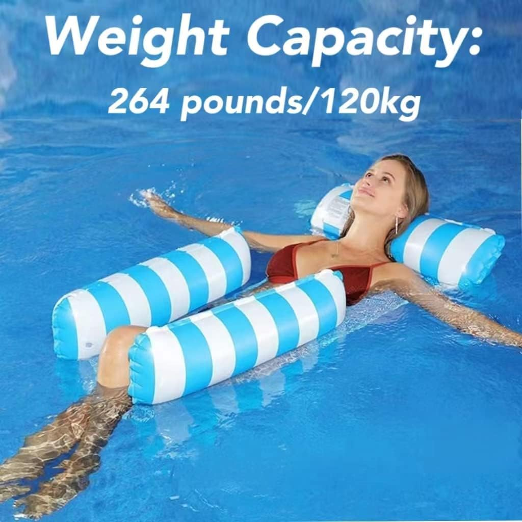 2-Pack 264 Pounds Water Floaties with Strong Mesh, 4-In-1 Inflatable Pool Float Chair for Adults/Water Hammock Lounger image number 1