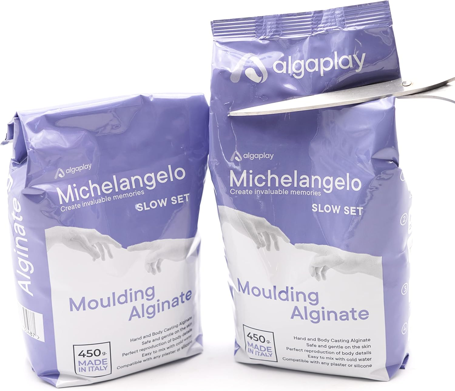 Michelangelo Moulding Alginate Slow Setting Coloured Alginate for High Precision, Perfect for Hand or Body Imprints Made in Italy (1 Pack 450 G) image number 5
