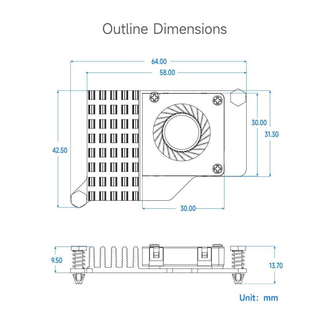 Waveshare Active Cooler (B) for Raspberry Pi 5, Active Cooling Fan, Aluminium Heatsink, with Thermal Pads image number 4