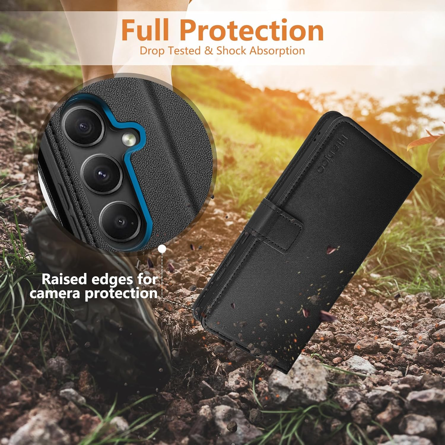 Hianjoo Case Compatible with Samsung Galaxy A55 6.6", Premium Protective Wallet Card Flip PU Leather Phone Case Replacement for Samsung Galaxy A55 - Black - Blue image number 2