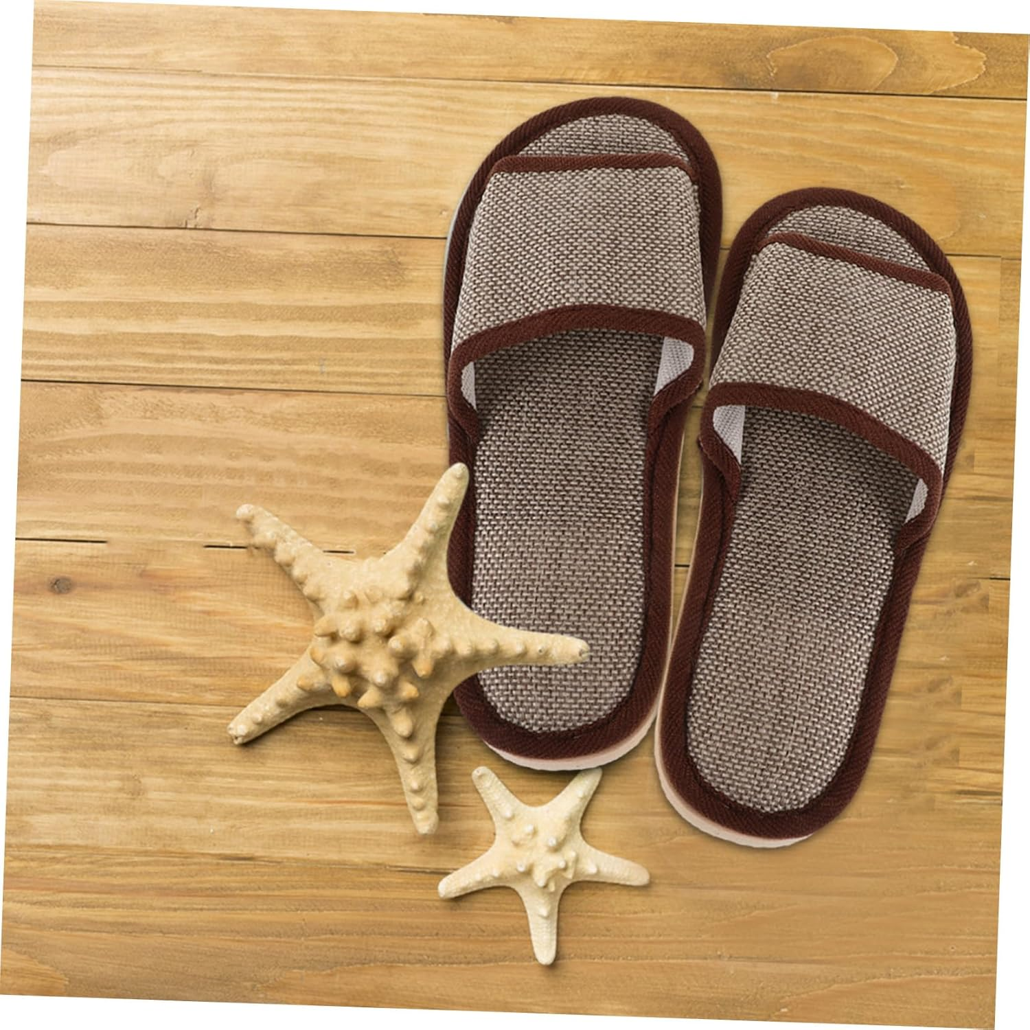 VALICLUD Summer Cotton Linen Slippers Non Slip EVA Sole Lightweight Home Hotel Slippers for Bathroom and Indoor Use image number 6