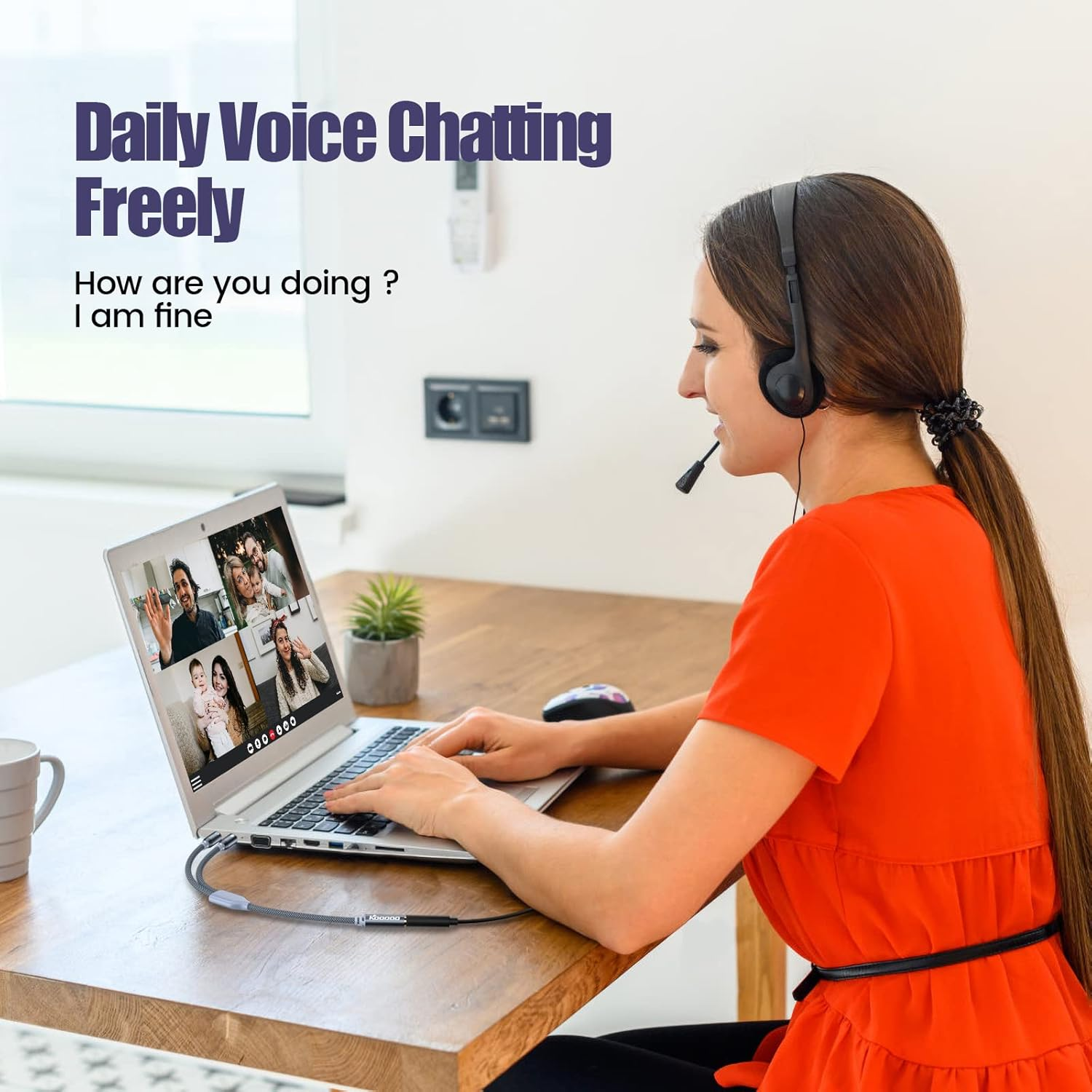 KOOPAO Headphone Splitter for Computer 3.5Mm Female to 2 Dual 3.5Mm Male Headphone Mic Audio Y Splitter Cable Smartphone Gaming Headset to PC PS4 Tablet Laptop Adapter Grey image number 5