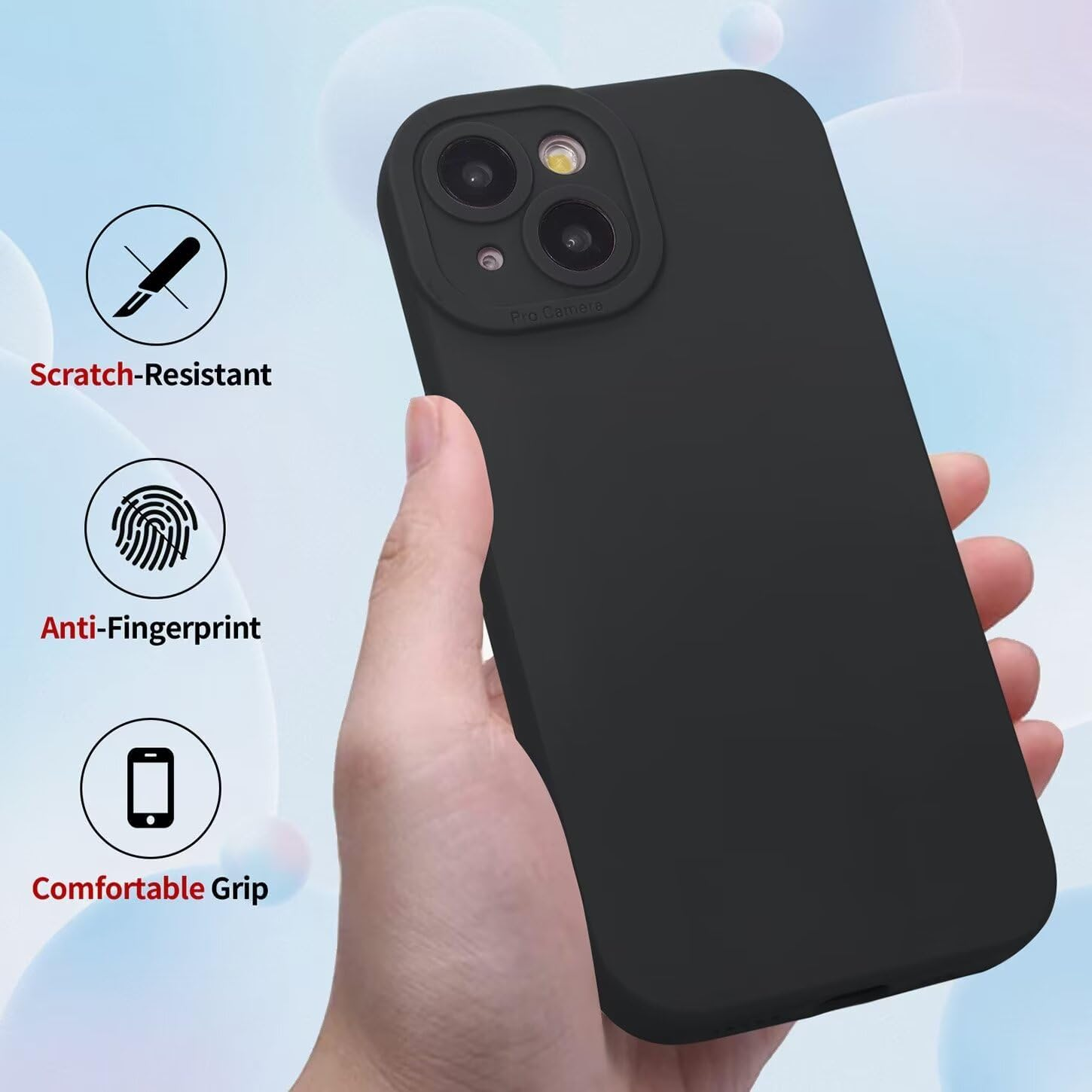 ILING Liquid Silicone Case for Xiaomi Poco X7 Pro 5G, Simple Plain Ultra Thin Soft TPU Bumper Shockproof Scratch-Resistant Protective Case Matte Elegant Women'S Mobile Phone Case (Black) - Green image number 4