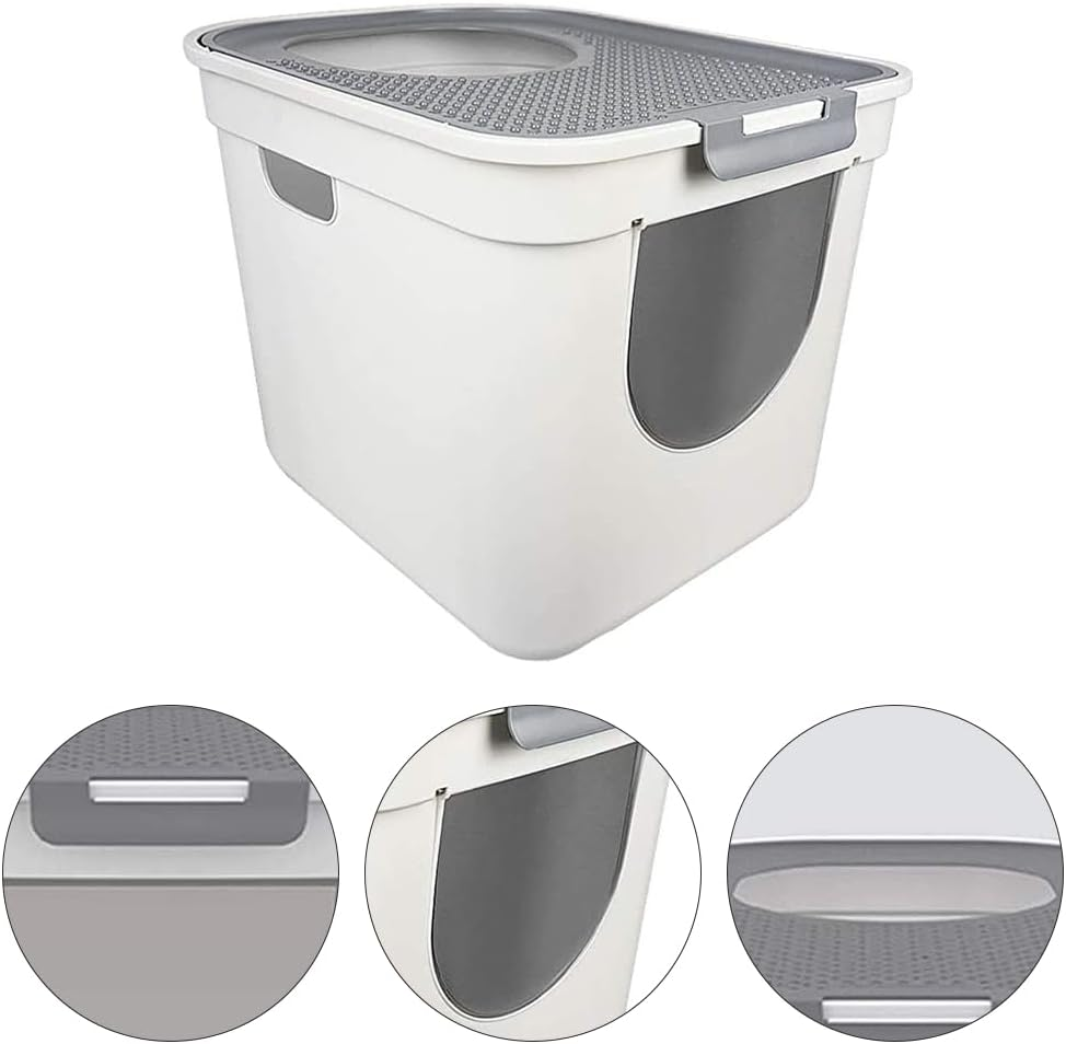 Enclosed Litter Box,Kitty Toilet Hood,Cat Potty with Scoop,Separate Entry and Exit Door,Detachable Pet Litter Case,Large Litter Container image number 2