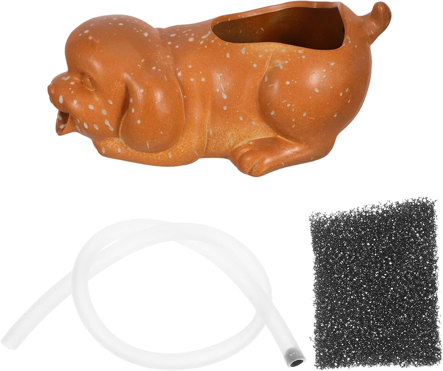 Ceramic Dog Fountain Spitter Planter for Fish Tank Aquarium Decor Natural Water Filtration Clean Water Maintenance Adorable Puppy Statue for Indoor Outdoor Waterfall Landscape