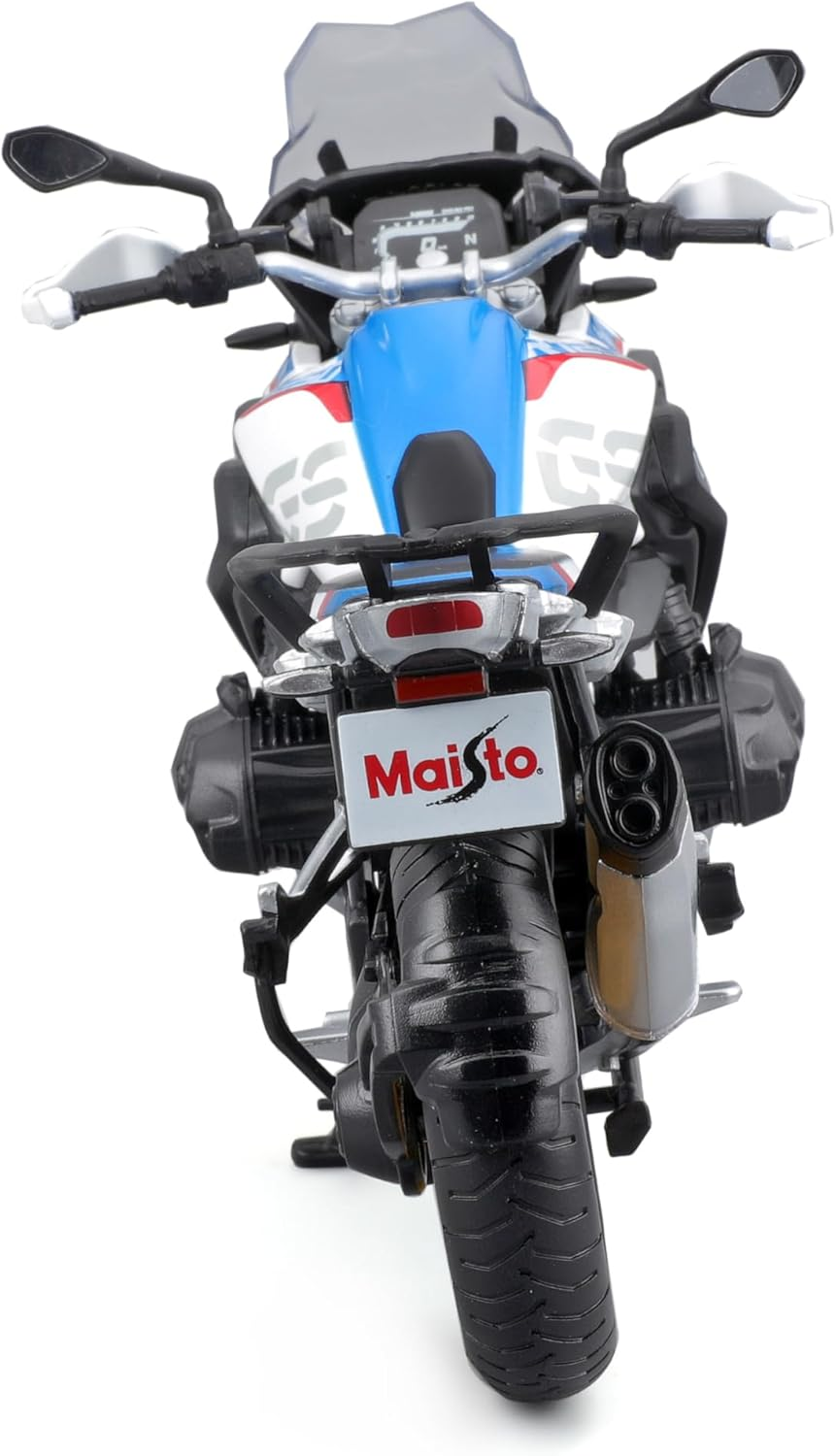 Maisto BMW R1250GS 1:12 Scale Motorcycle Model with Suspension and Fold-Out Side Stand 17 Cm Blue/White (5-20100)