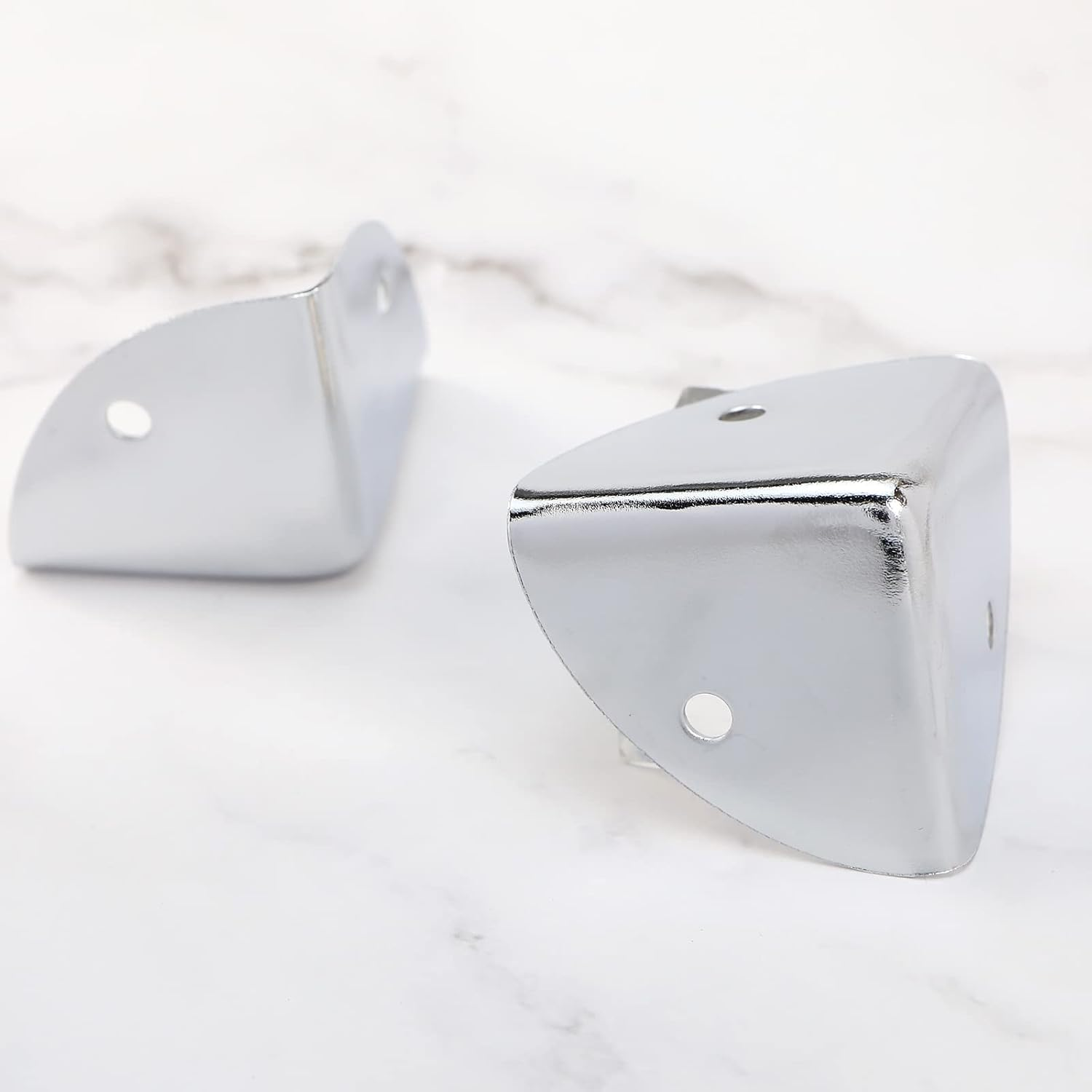 SING F LTD 8PCS 39Mm Corner Angle Brace Protectors Scalloped Metal Right Angle Corner Guards for Wooden Box Desk Chest Case Flightcase Silver - Silver image number 3