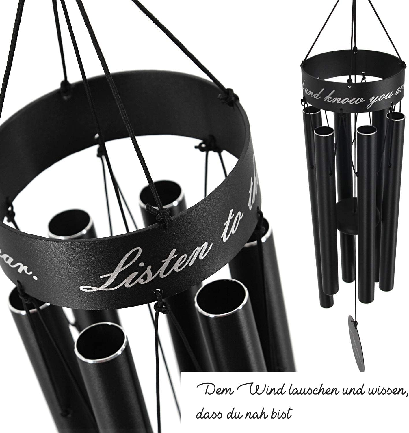 Astarin Pet Memorial Wind Chime, 30'' Paw Print Pet Remembrance Gift to Honor and Remember a Dog, Cat, or Other Pet, Premium Metal Wind Chime, Black - 30"Black-1 image number 6