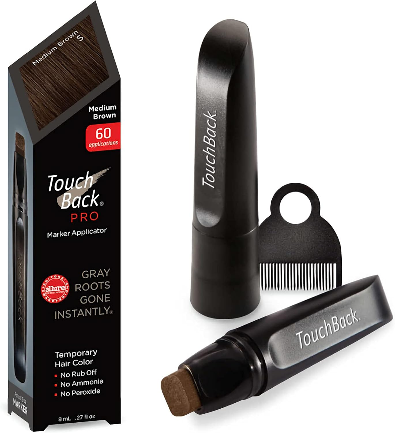 Touchback PRO Gray Root Touch up Marker Applicator - Real Hair Color (Medium Brown) image number 5