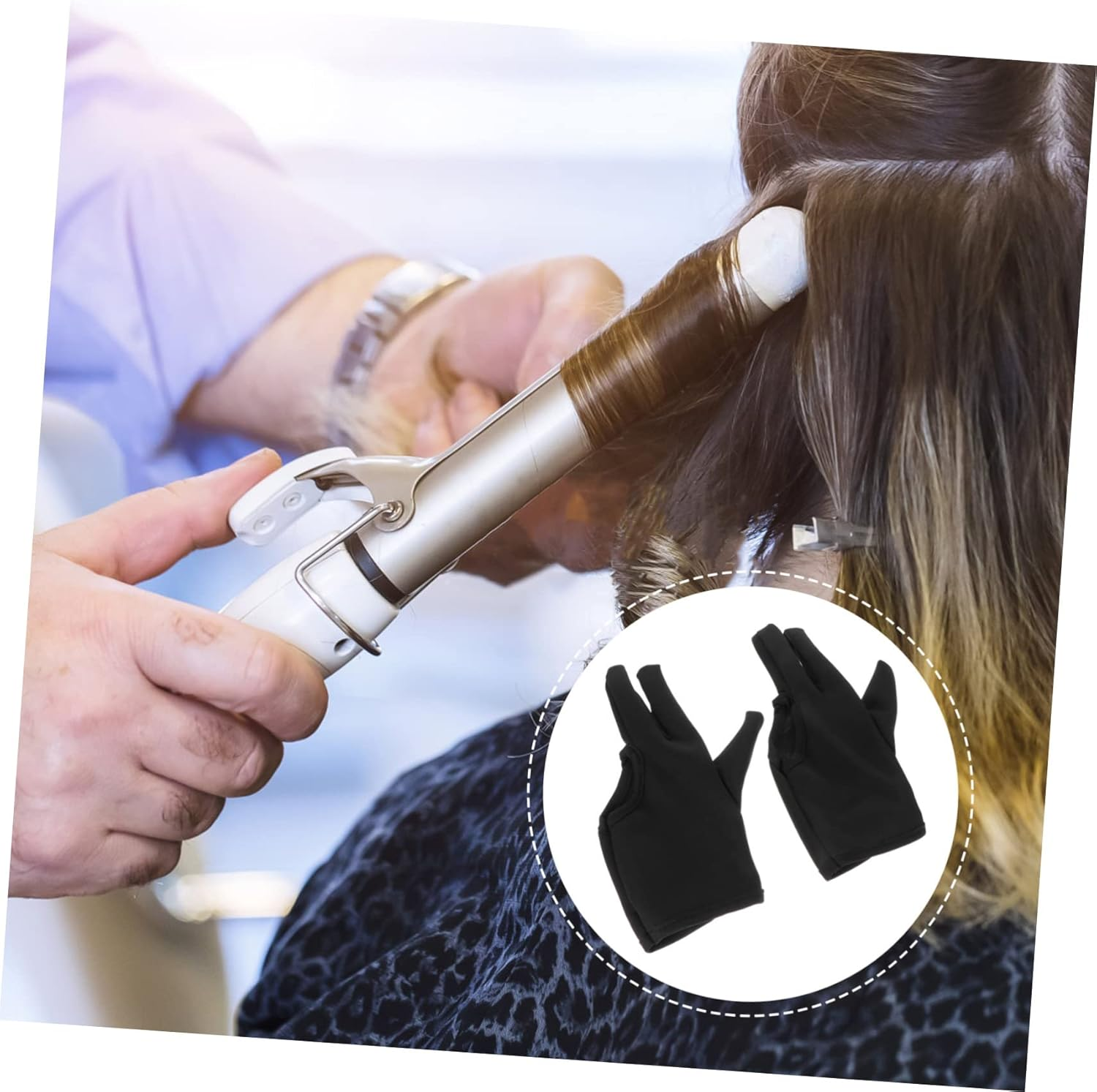 NIYANGLE 2Pcs Hair Styling Gloves Scald Mitts Thermal Protection for Women Finger Protector for Hair Straightener