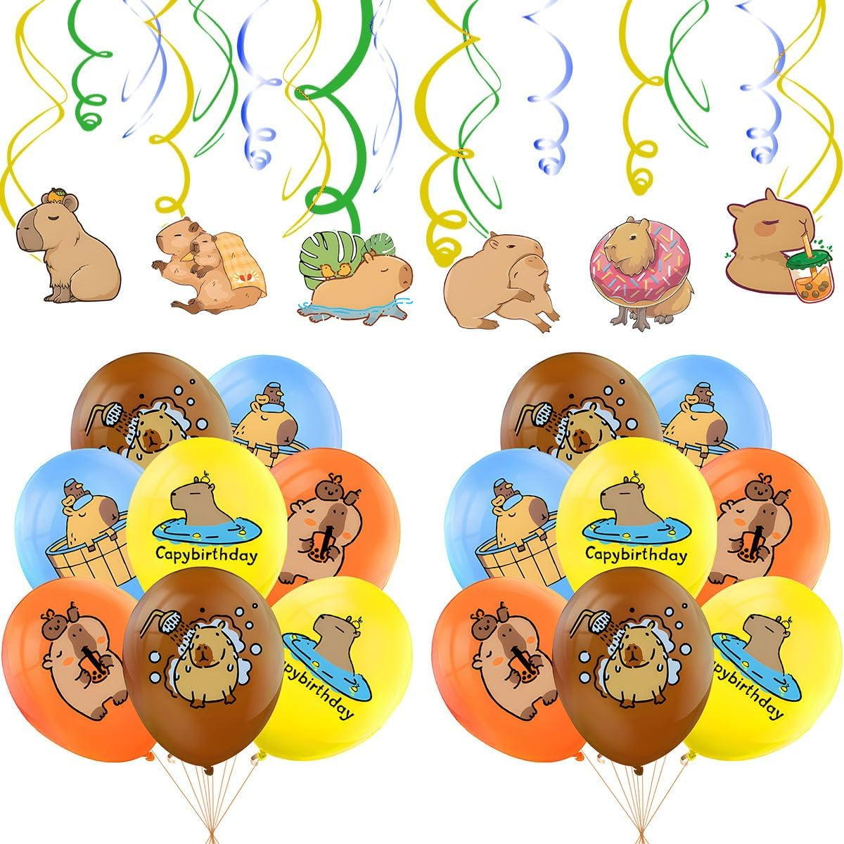 JU XIN Capybara Birthday Party Supplies, Capybara Theme Decorations with Banner, Cake Topper, Cupcake Toppers, Balloons image number 2