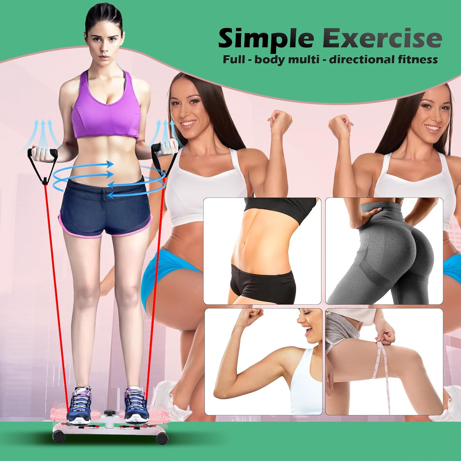 Waist Twister Machine, Adjustable Exercise Twist Board for Women Men, Noiseless Ab Twister for Home Gym Equipment, 330 Lbs Capacity with Timer, Reps, Calories with Digital Display (Pink) image number 4