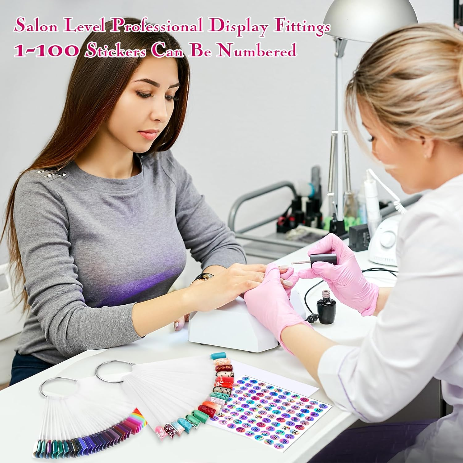 Aiqinu Pack of 300 Nail Display, Nail Art, Transparent Colour Card Plates, Nail Polish Display Ring Sticks, Nail Display Salon Exercises