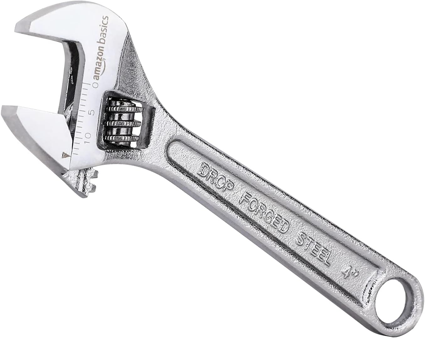 Amazon Basics Adjustable Wrench with Inch/Metric Scale, Chrome-Plated, 4-Inch (100Mm) image number 4