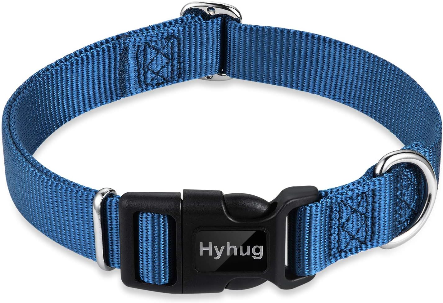 Hyhug Dog Collar with Quick Release Buckle, Heavy Duty Nylon, Basic Collar for Medium Dogs Daily Use Walking Jogging(Medium, Black)
