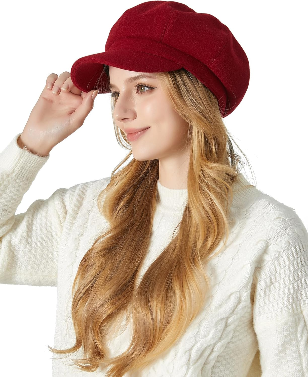 KEOYA Women Newsboy Cap Cabbie Hat Vintage Visor Beret Hat Wool Fashion 8 Panels Paperboy Cap - Grey image number 4