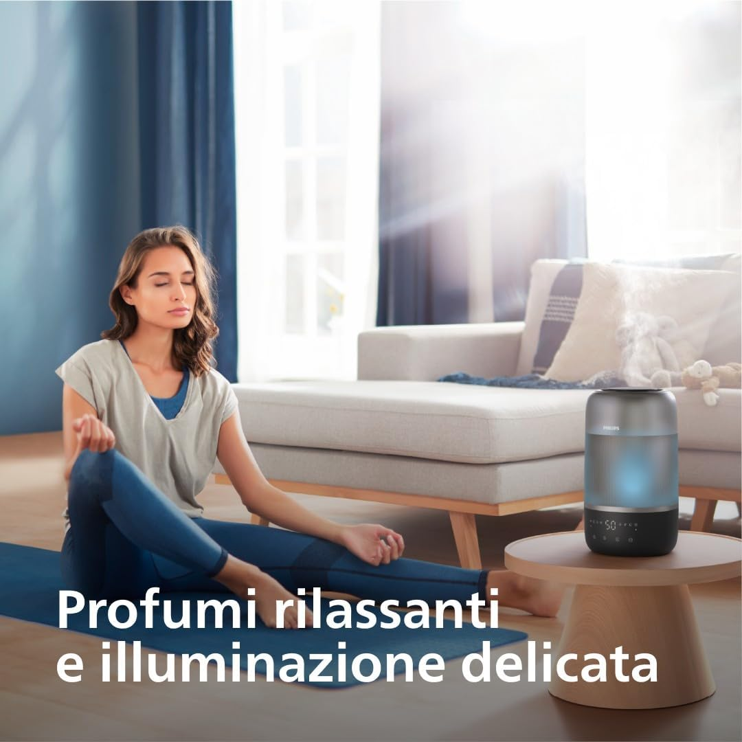 Philips Smart Humidifier - Compact but Powerful, Sky High Mist, 32H Running Time, 3L Reservoir, Aromatherapy, Silent Sleep Mode with Night Light, Ideal for Rooms up to 41M2 (HU1510/03) image number 6