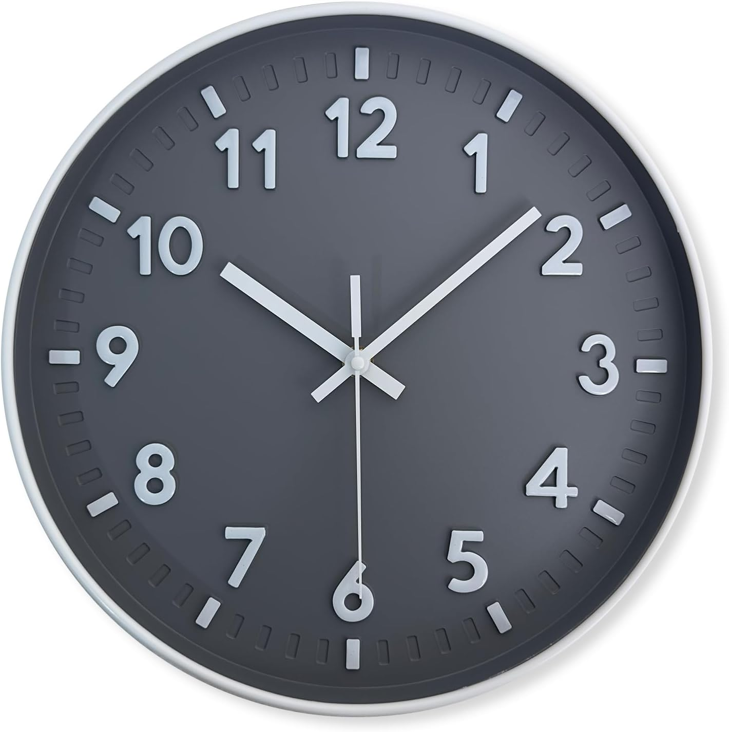 3D Wall Clock Battery Operated,12 Inch Silent Non Ticking Modern Wall Clock for Living Room Bedroom Kitchen Office Classroom Decor (Mx006Grey) image number 5