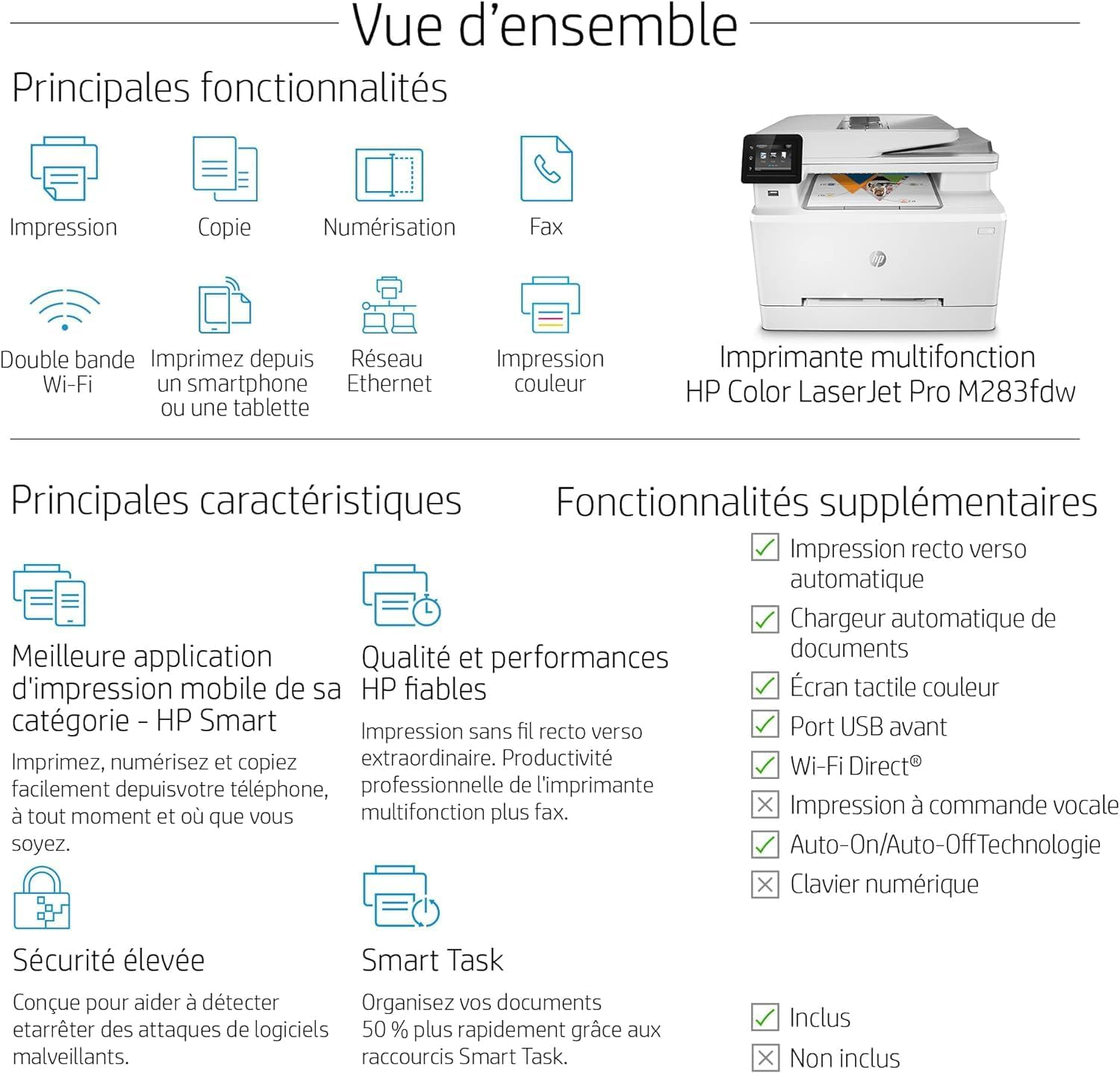 HP Colour Laserjet Pro M283FDW Multi-Function Printer, White image number 4
