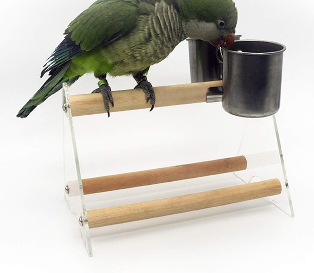 Gatycallaty Bird Parrot Feeding Cups Cage Hanging Bowl Stainless Steel Perches Play Stand with Clamp Bird Coop Cups Seed Water Food Dish Feeder Bowl Birdcage - Black image number 7
