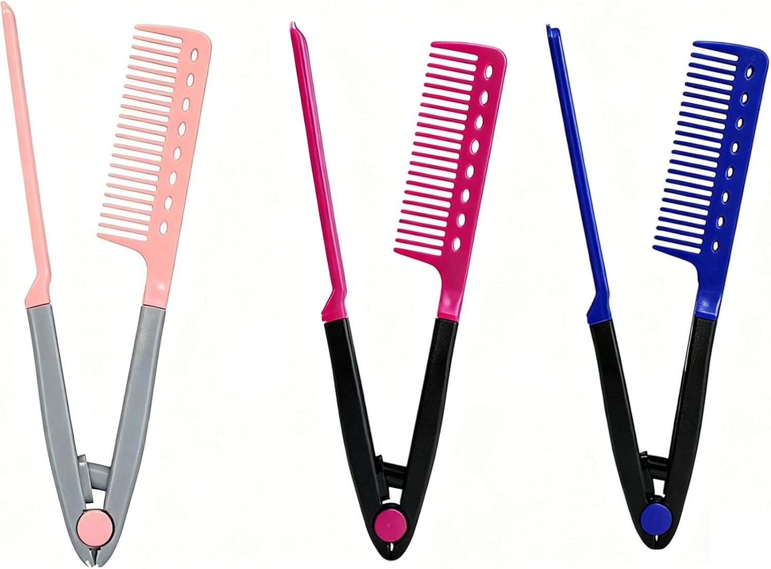 3 PCS Hot Comb, Hair Comb for Women, V-Shaped Styling Combs in Pink, Rose & Blue, Detangling Hair Combs for Daily Styling, Travel & Salon Use, Wet to Dry Hair Transformationhot Comb image number 3