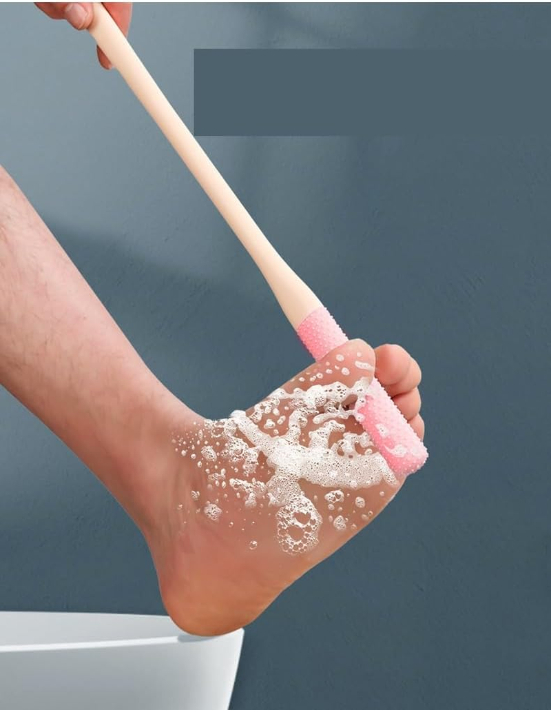 2 Pack Toe Cleaning Brush,Silicone Foot Scrubber for Shower with Long Handle Soft Cleaning Bath Brush Feet Cleaner Scrub Foot Care for Seniors,Elderly, Men and Women (Grey, One Size) image number 6