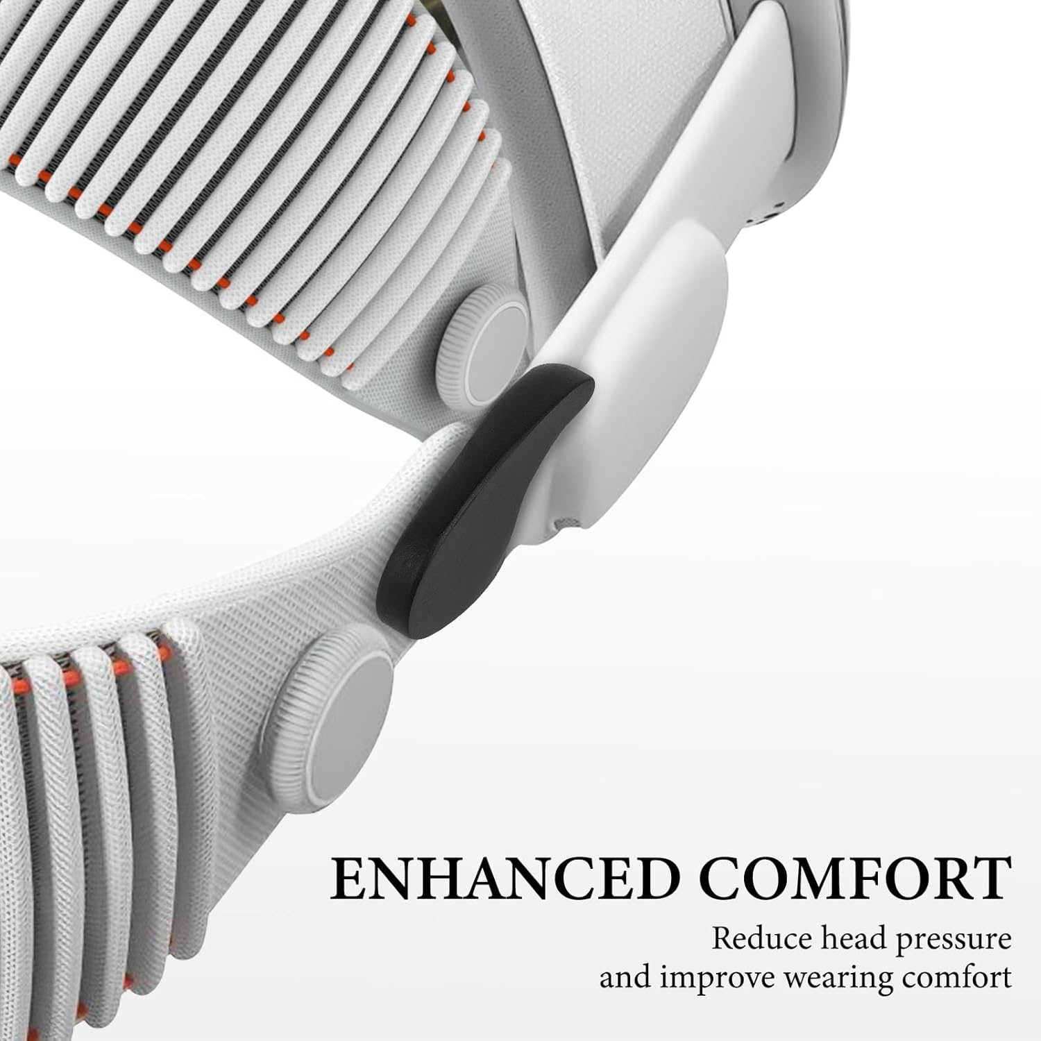 Geekria VR Headset Dual Band Adapter Compatible with Apple Vision Pro, Head Strap Top Knit Adapter, Reduces Facial Stress, Comfort Top Strap Attachment (Black) image number 2