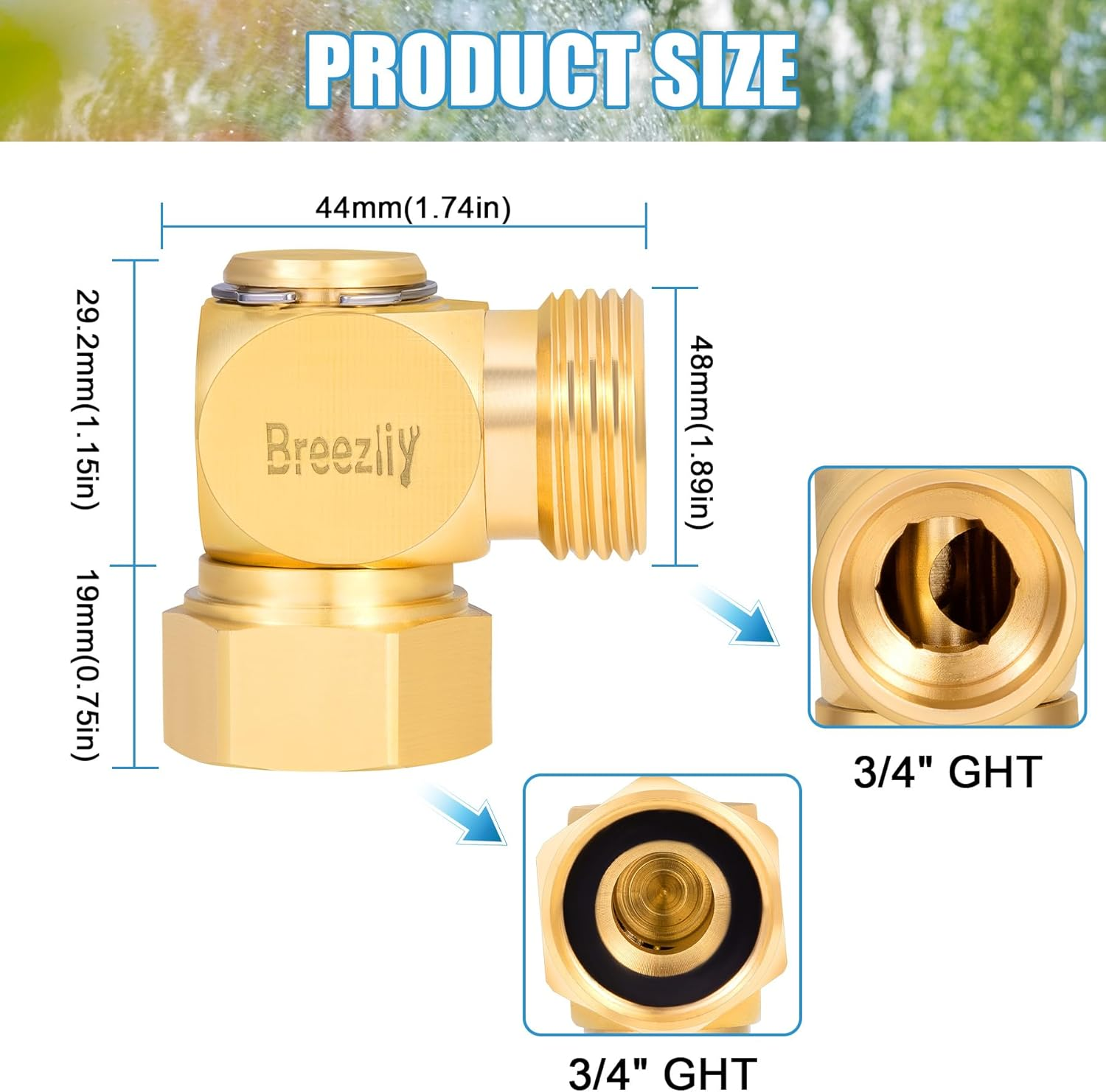Garden Hose Swivel Elbow Connector 90 Degree Solid Brass Pipe Fittings,Brass Replacement Part Swivel,Hose Kink Protector（1Pc） image number 6
