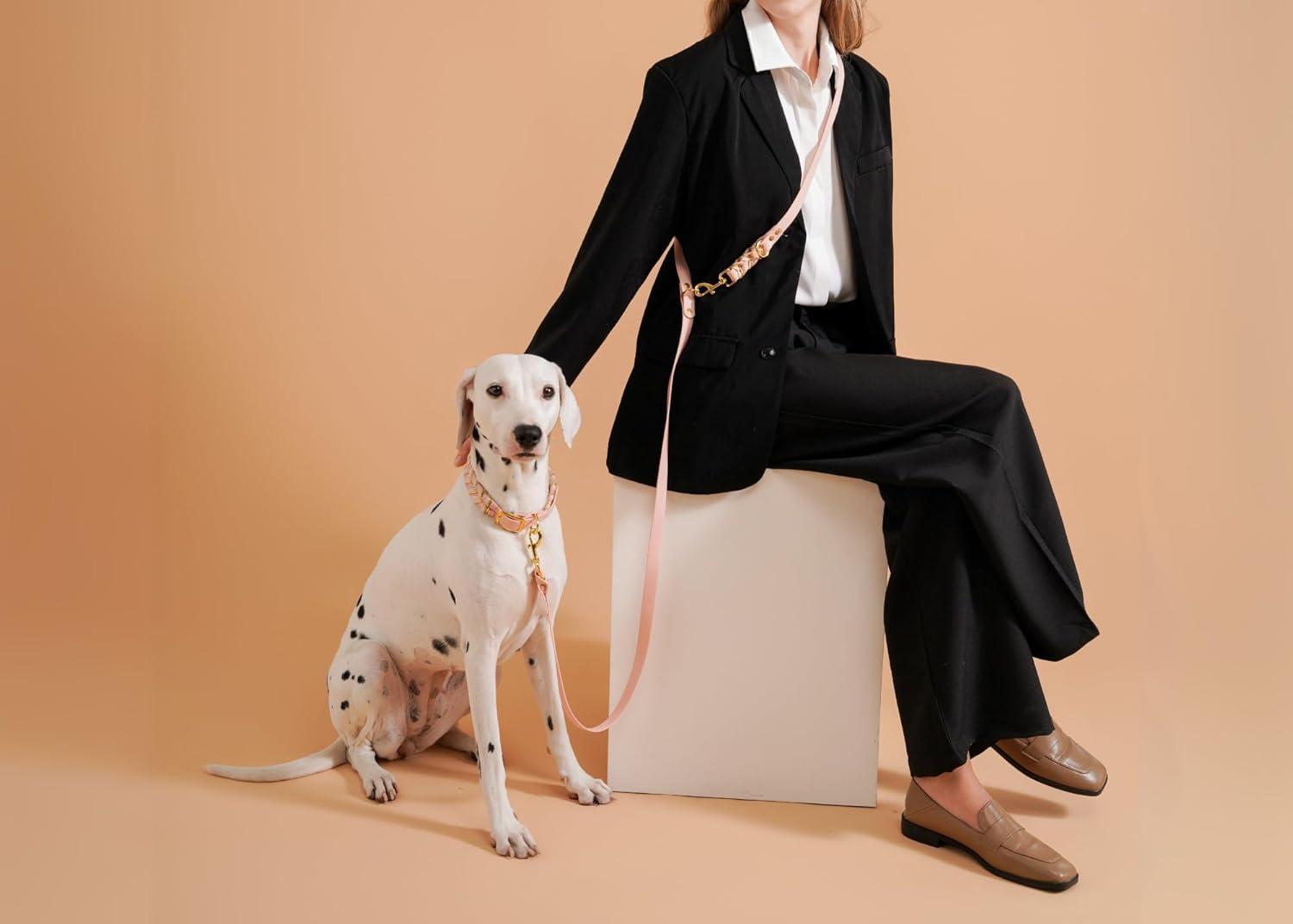 Handmade PVC Coated Dog Collar | Luxury Braided Waterproof Collar for Small to Large Dogs | Adjustable, Durable & Easy to Clean | Stylish Design for Walks & Training. Rose Blush/Cream, Small image number 3