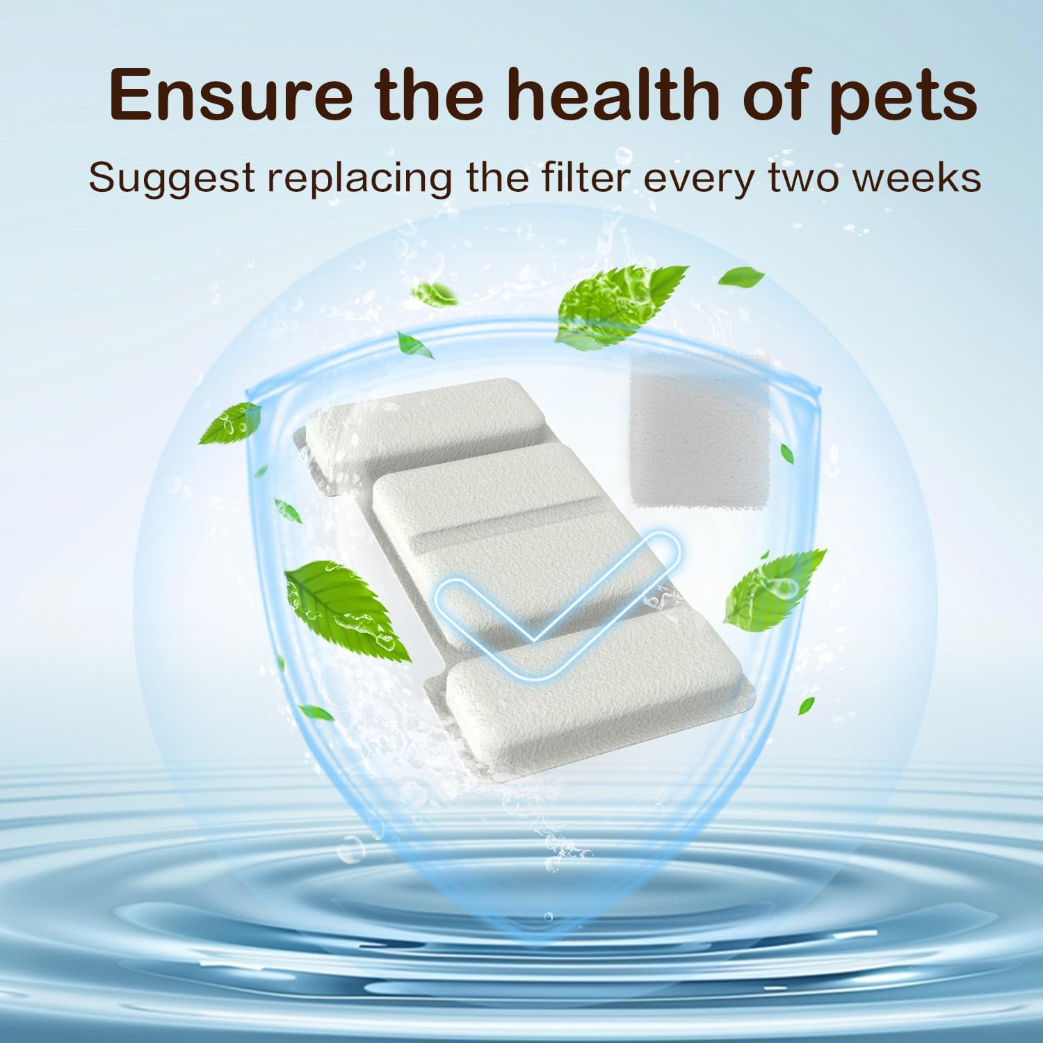 Cat Water Fountain Stainless Steel - 2.2L/74Oz Pet Water Fountain for Cats Indoor - Automatic Pet Watering Dispenser Replacement Filters, 8 Pack Replacement Filters & 4 Pack Replacement Sponges image number 4