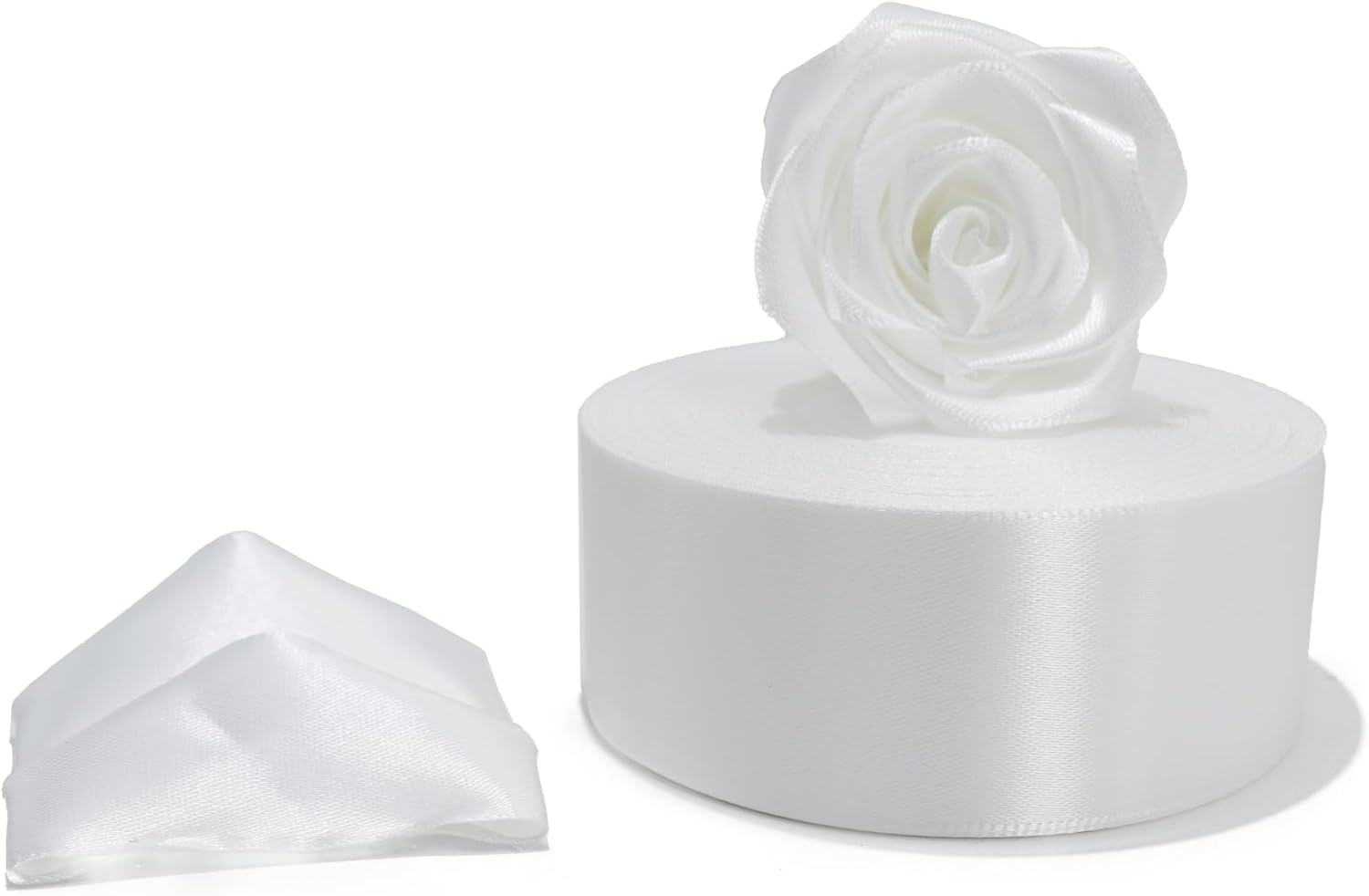 GROWDXZ White Ribbon 1-1/2 Inch Satin Ribbon Single Face Fabric Ribbon for Gift Wrapping, Roses Making, Bows, Flower Bouquet, Handmade Crafts, Birthday Wedding Party Decoration 50 Yards image number 4