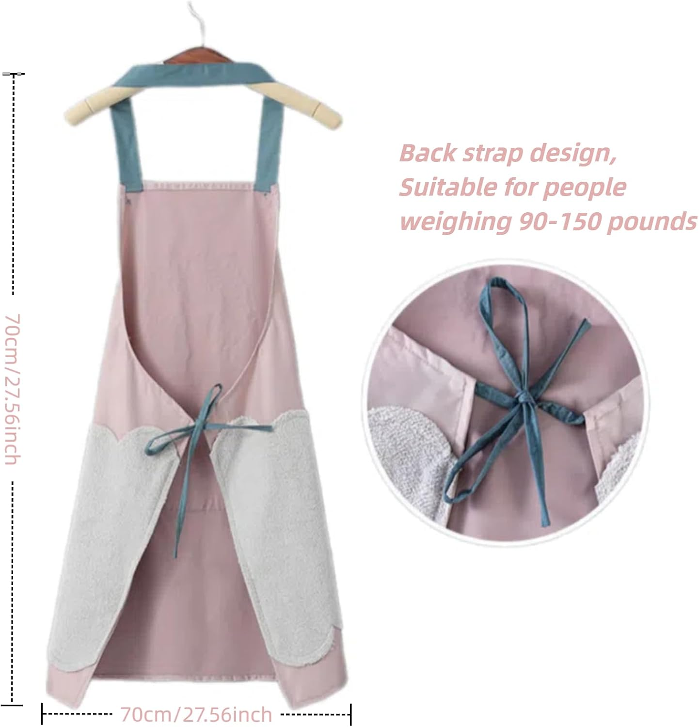 2Pcs Bib Aprons Waterproof and Oil-Proof with Pockets Can Wipe Hands Adjustable for Women Men Blue and Pink for Kitchen Cooking BBQ image number 1