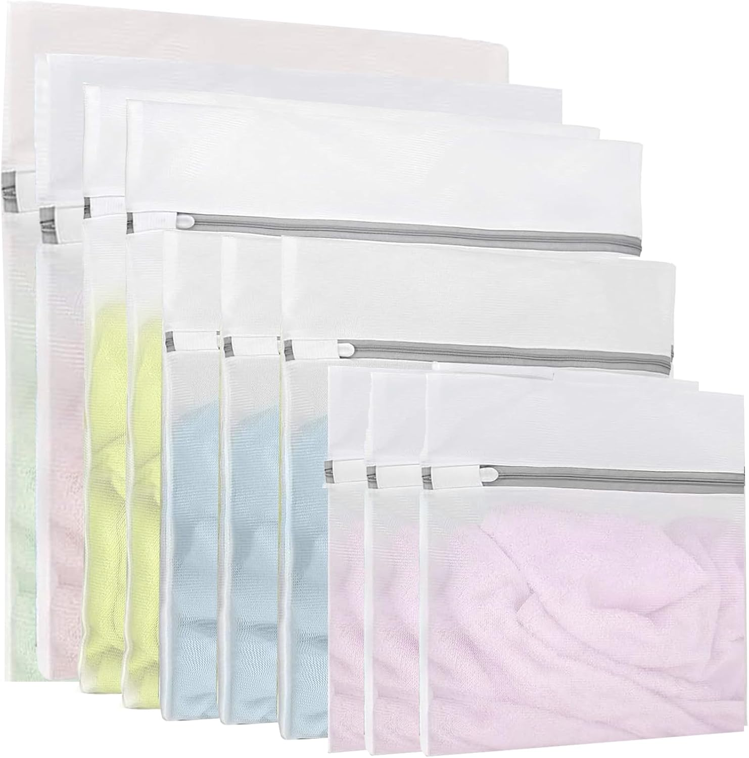Mesh Laundry Bags,10Pcs Laundry Bag,Mesh Laundry Bags for Delicates with Zipper,Laundry Bags Mesh Wash Bag Easy Fit Sock,Lingerie,Bra,Baby Laundry for Washing Machine Travel Storage and Home（5 Sizes） image number 4