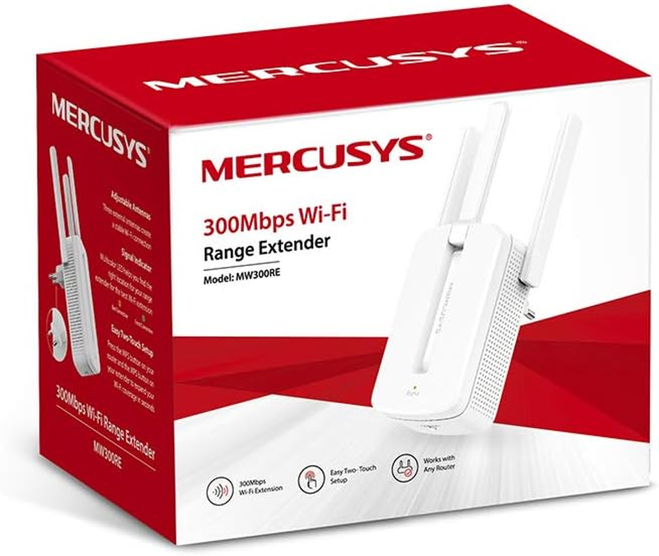 Tp-Link Mercusys MW300RE V4.0 Wireless Wifi Extender and Access Point, Speed Single Band 300Mbps, Three External Antennas with MIMO Technology, Improve Your Wifi Coverage, White (Germany Version)