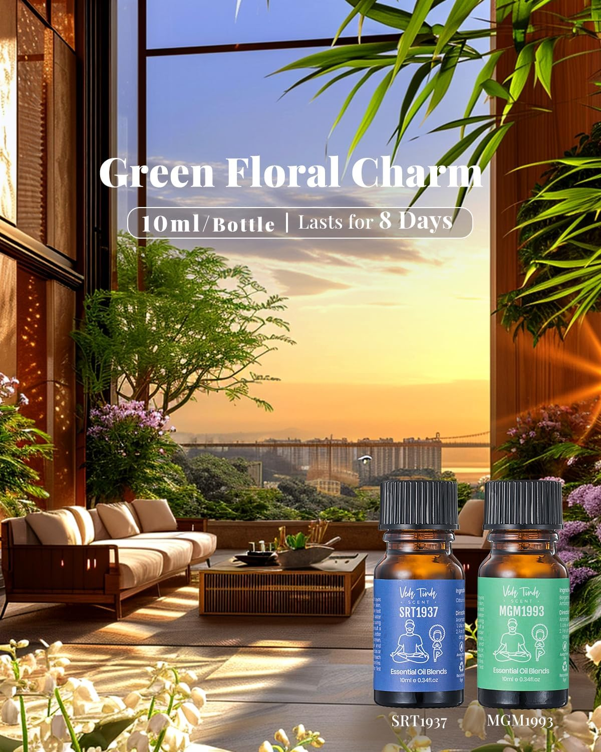 Hotel Scent Essential Oils with Waterless Diffuser, Luxury Hotel Inspired Home Fragrance Aromatherapy Oil Blends 6X10Ml