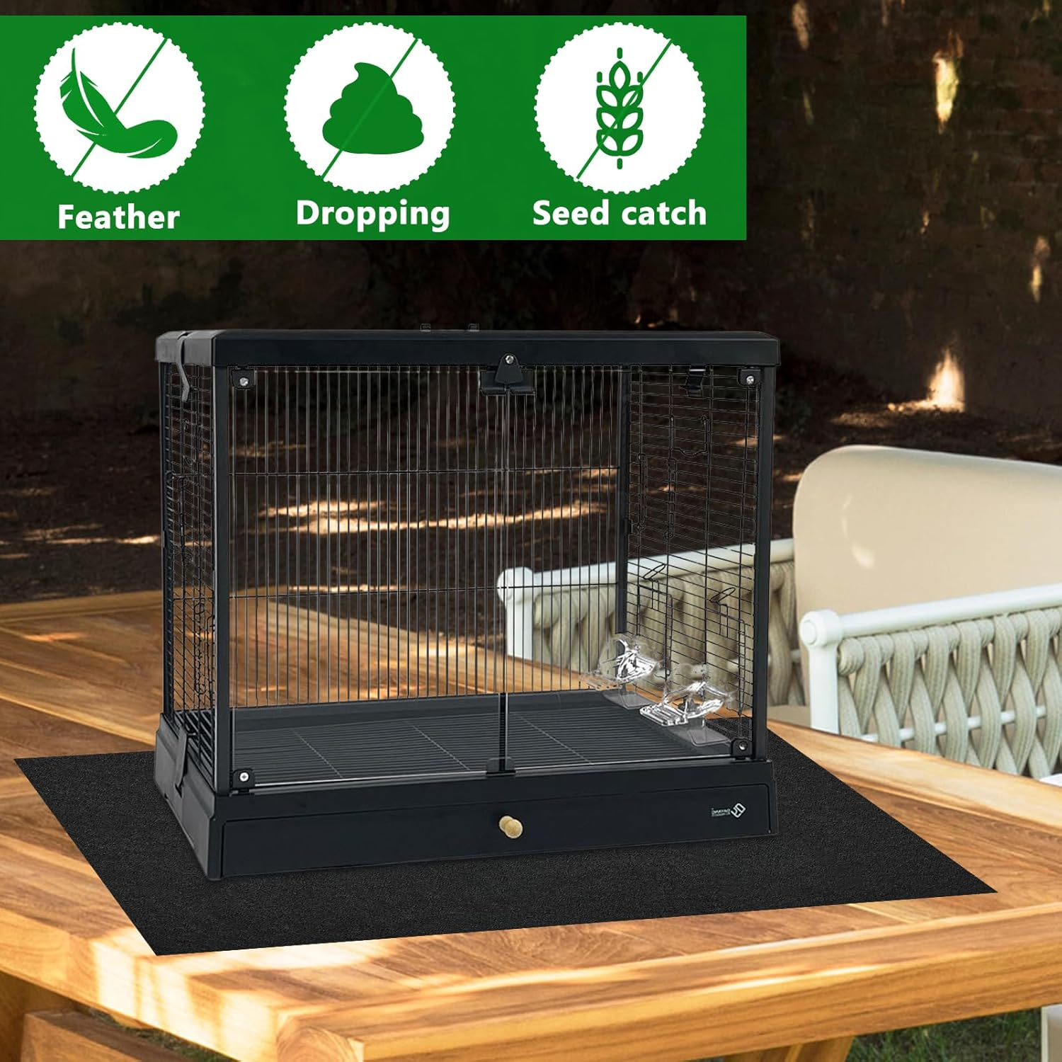 Cebrabounze Large Bird Cage Mat, 35X47 Inch under Pet Cage Mat for Bird Cages, Dog Crate, Reptile Aquariums, Waterproof Felt Liner with Non-Slip Backing for Kennel Training, Floor Protector image number 1