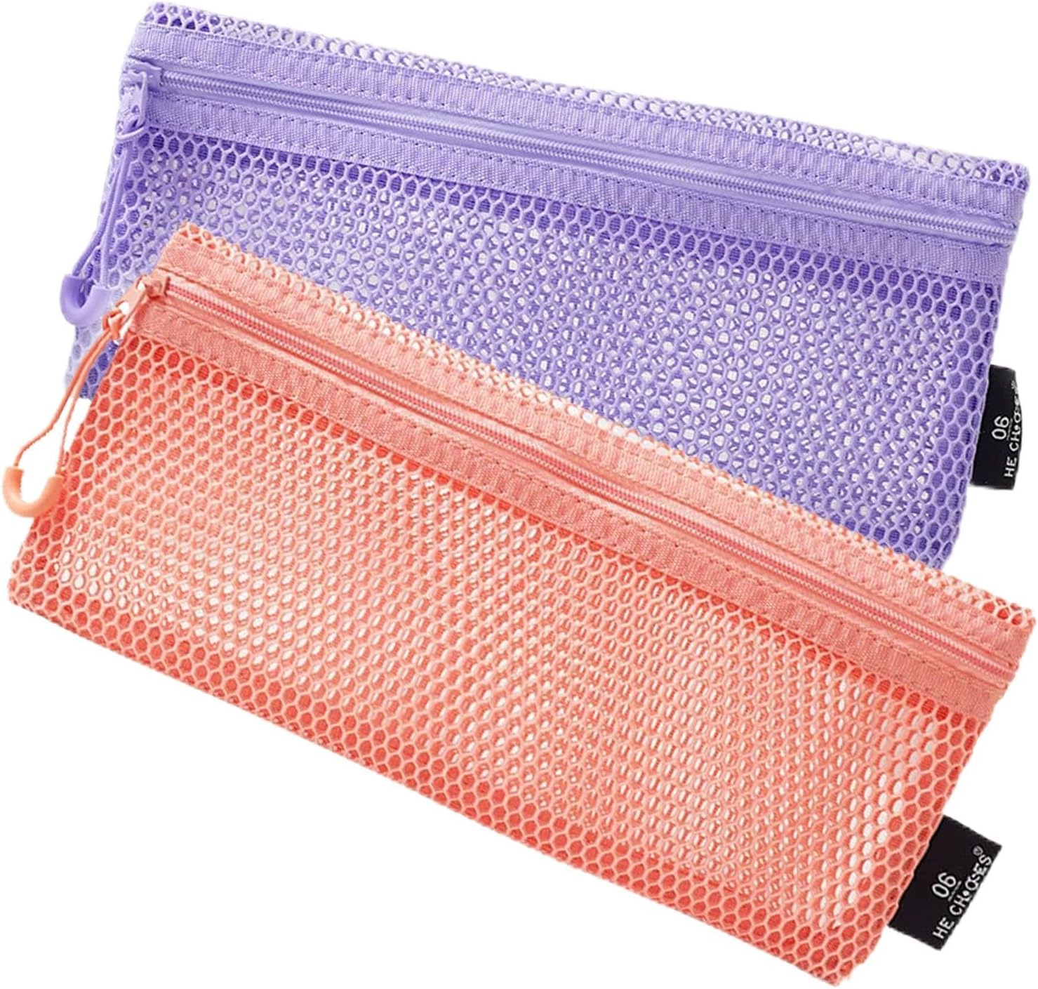 Mesh Cosmetic Bag Portable Clear Makeup Bags Mesh Zipper Pouch for Home Office Travel Accessories Organizer (2PCS White & Grey), Triangle-White-Grey-Black, S, [Value Pack] Package Includes 3
