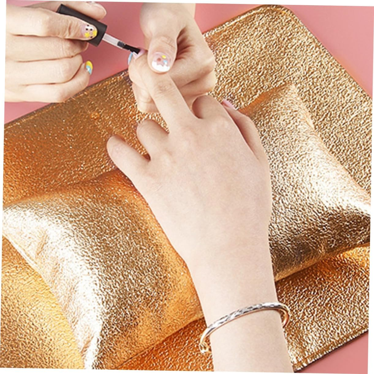 DONFAMDS Comfortable Nail Pillow Hand Rest Cushion Set Lightweight Sturdy Mat and Arm Rest for Nails Manicure Pedicure Salon and Home Use Stain Resistant Tech Tool - Golden image number 4