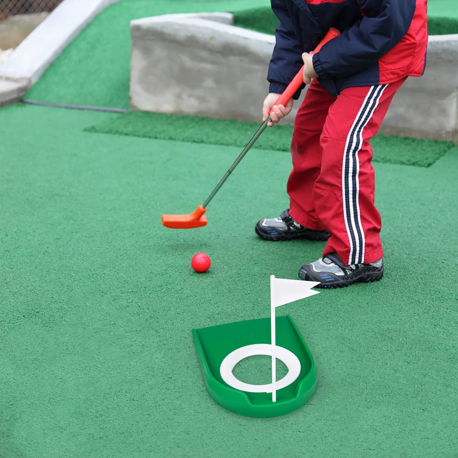 2 Pack Golf Putting Cup with Flag, Practice Golf Hole Training Aids image number 2