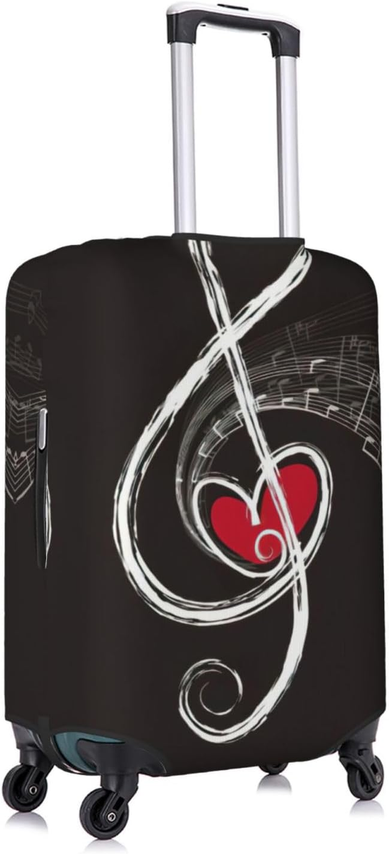Odddot Music Symbols Love Print Travel Luggage Cover,Suitcase Protector Cover, Washable Baggage Covers,For 18-32 Inch Luggage, Music Symbols Love, Large