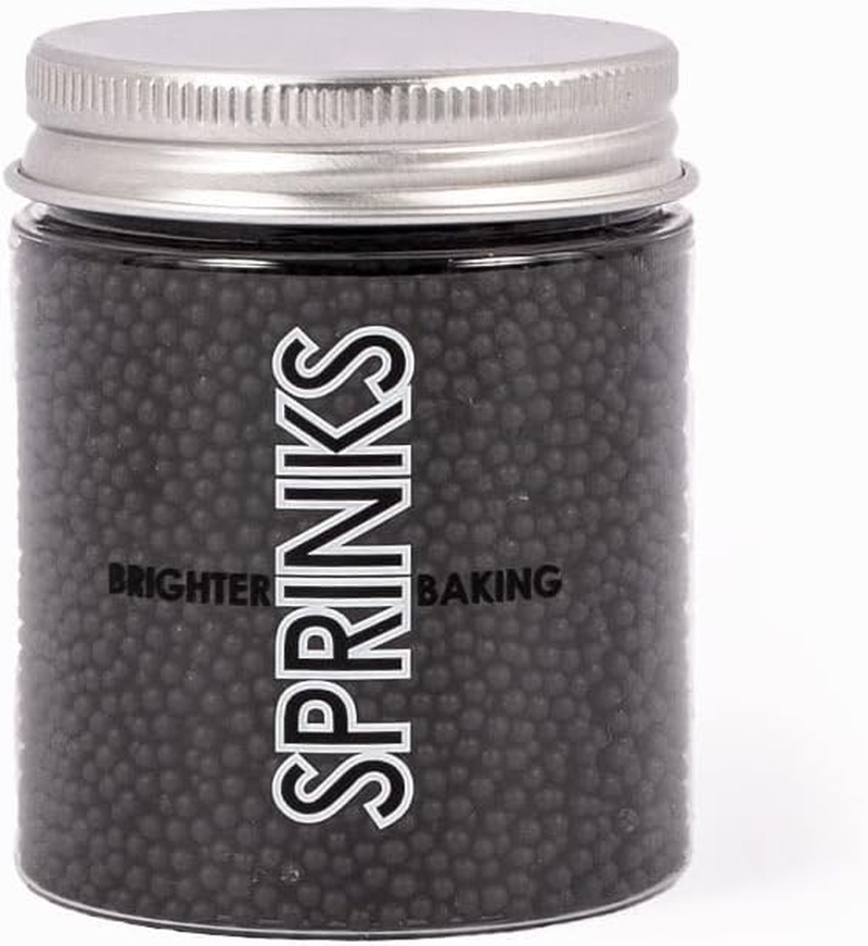 Sprinks Nonpareils Sprinkles - Edible Cake Decorations | Cake Sprinkles | Cupcake Decorating Sprinkles | Donut Sprinkles | Halloween Sprinkles | Dessert Sprinkles | 75G, Black image number 1