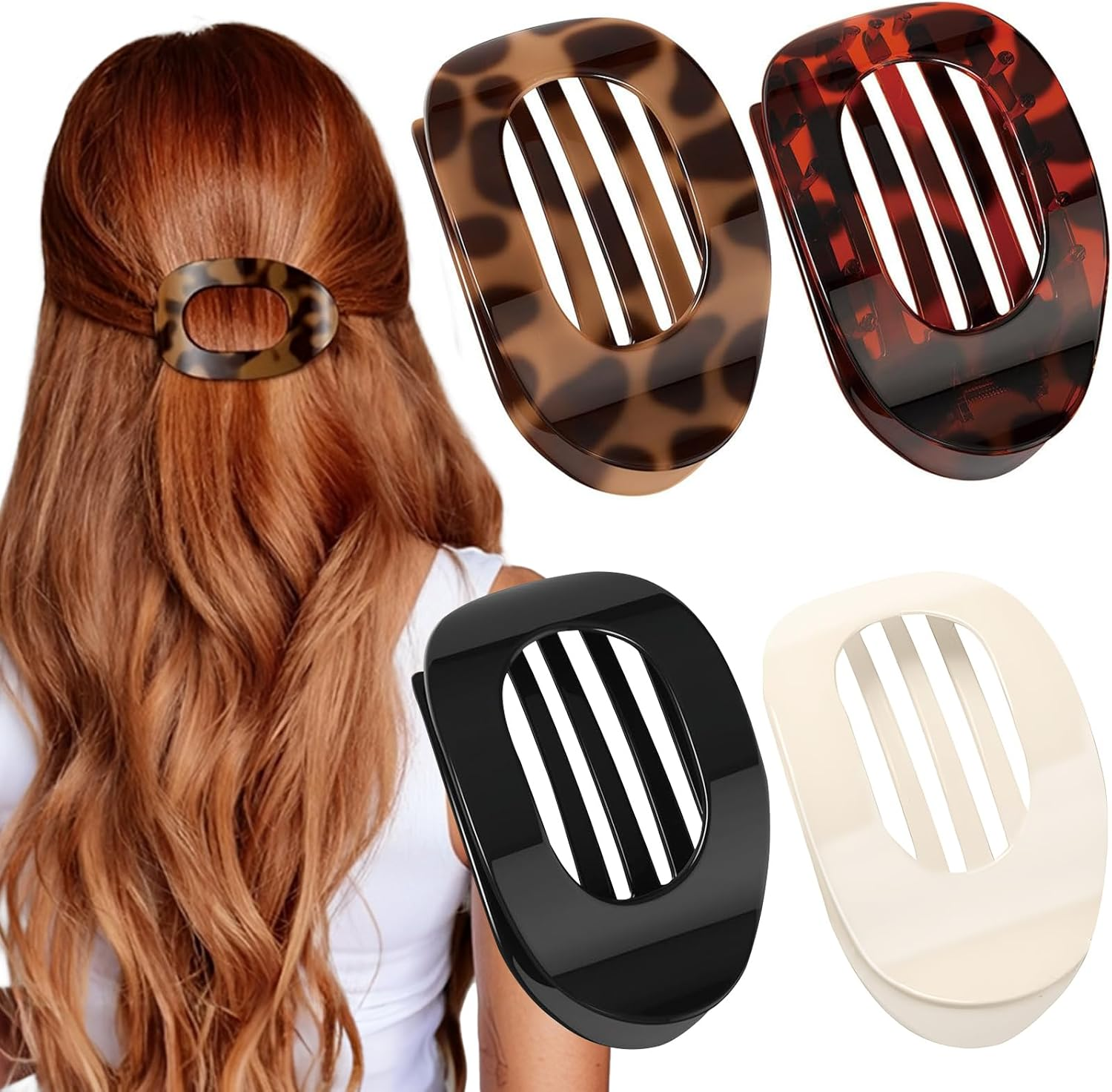 4 PCS Flat Hair Clips for Women, Curved Design Duckbill Hair Clip for Lying, Driving - Matte Strong Hold Claw Clip for Thin, Thick Hairs, Hairs Accessories for Women and Girls