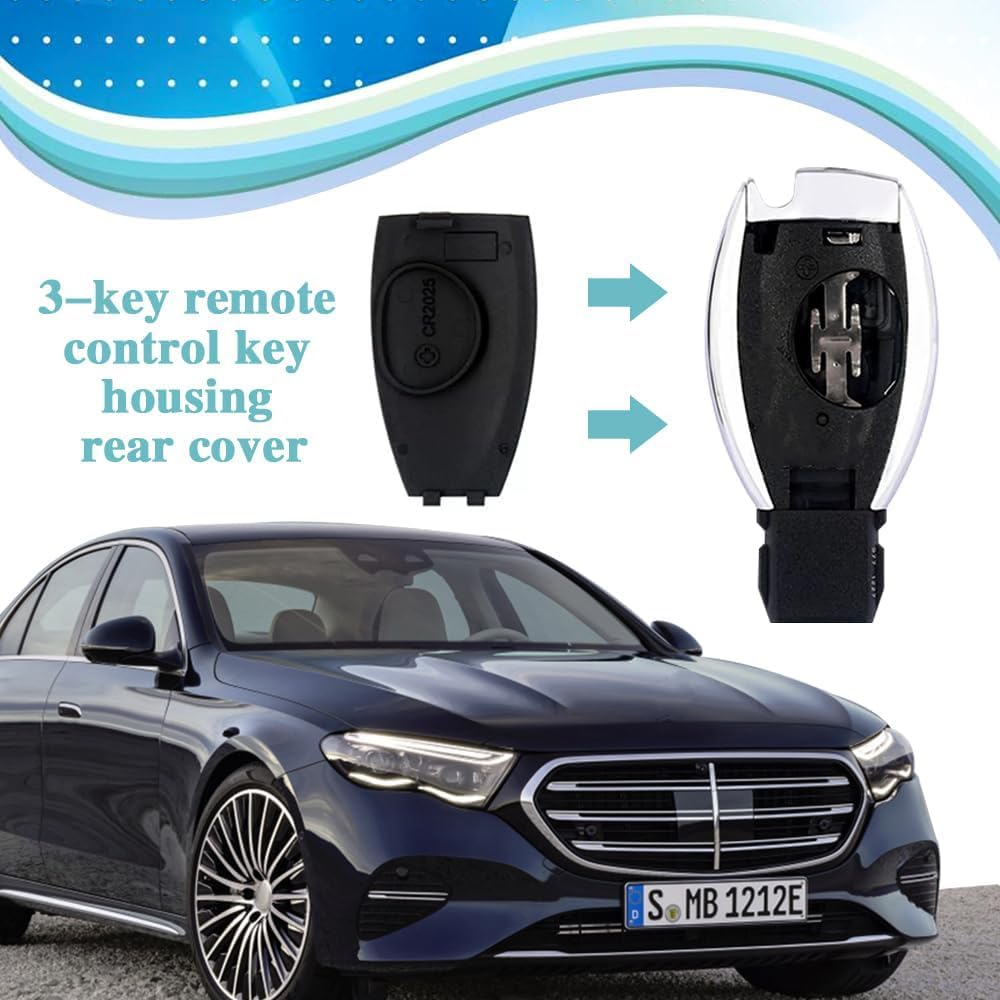 Car Key Rear Cover Replacement, Key Fob Cover, Car Accessories Key Shell Case Compatible with Mercedes Benz B/C/E-Class W204 3 Buttons image number 6