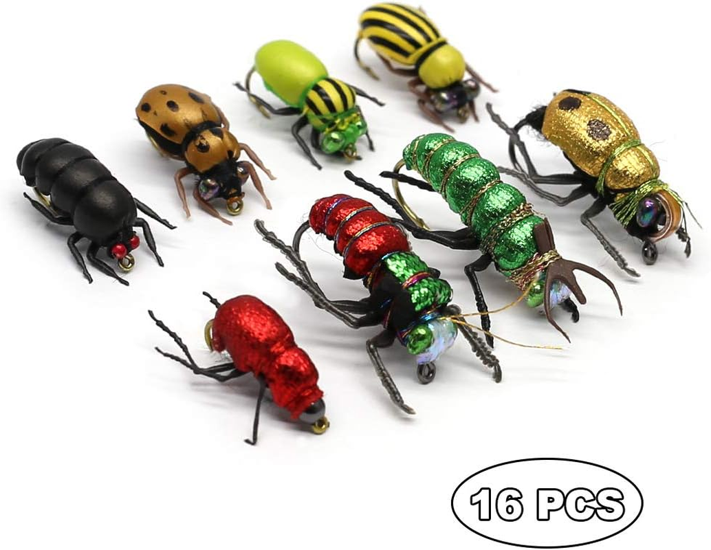 YZD Realistic Trout Hand Tie Fly Fishing Flies Collection Dry Wet Nymph Fly Assortment with Fly Box Lures Kits 12/16/18/22/36/48Pcs - Cicada Kit 12Pcs image number 3