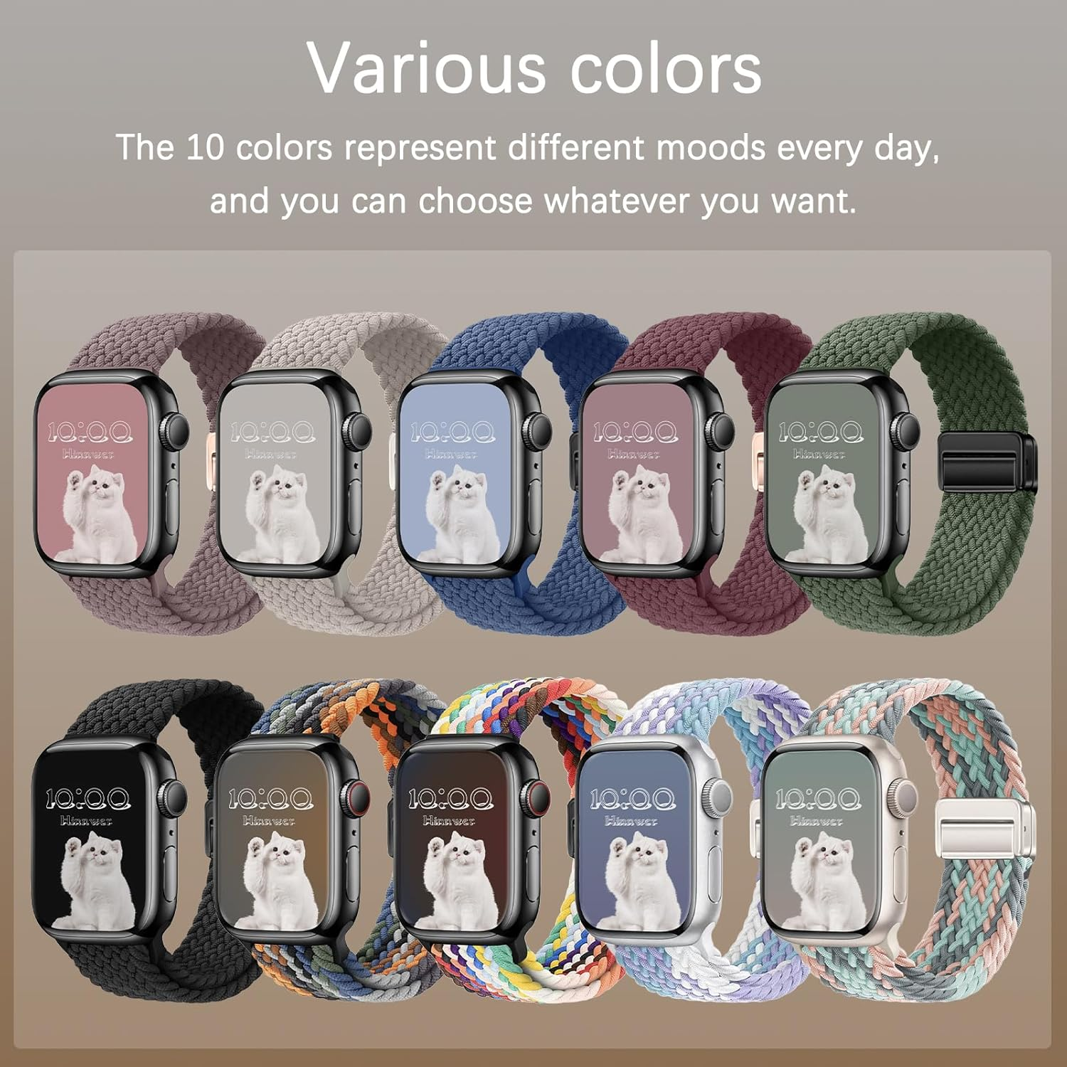 Hinnwer Geflochten Armband F&uuml;r Apple Watch Armband 46Mm 44Mm 42Mm 38Mm 40Mm 41Mm Damen Herren, Elastisch Nylon Stoff Band Mit Magnetisch Verschluss F&uuml;r Iwatch SE 2 SE Series 10 9 8 7 6 5 4 3 2 1 image number 2