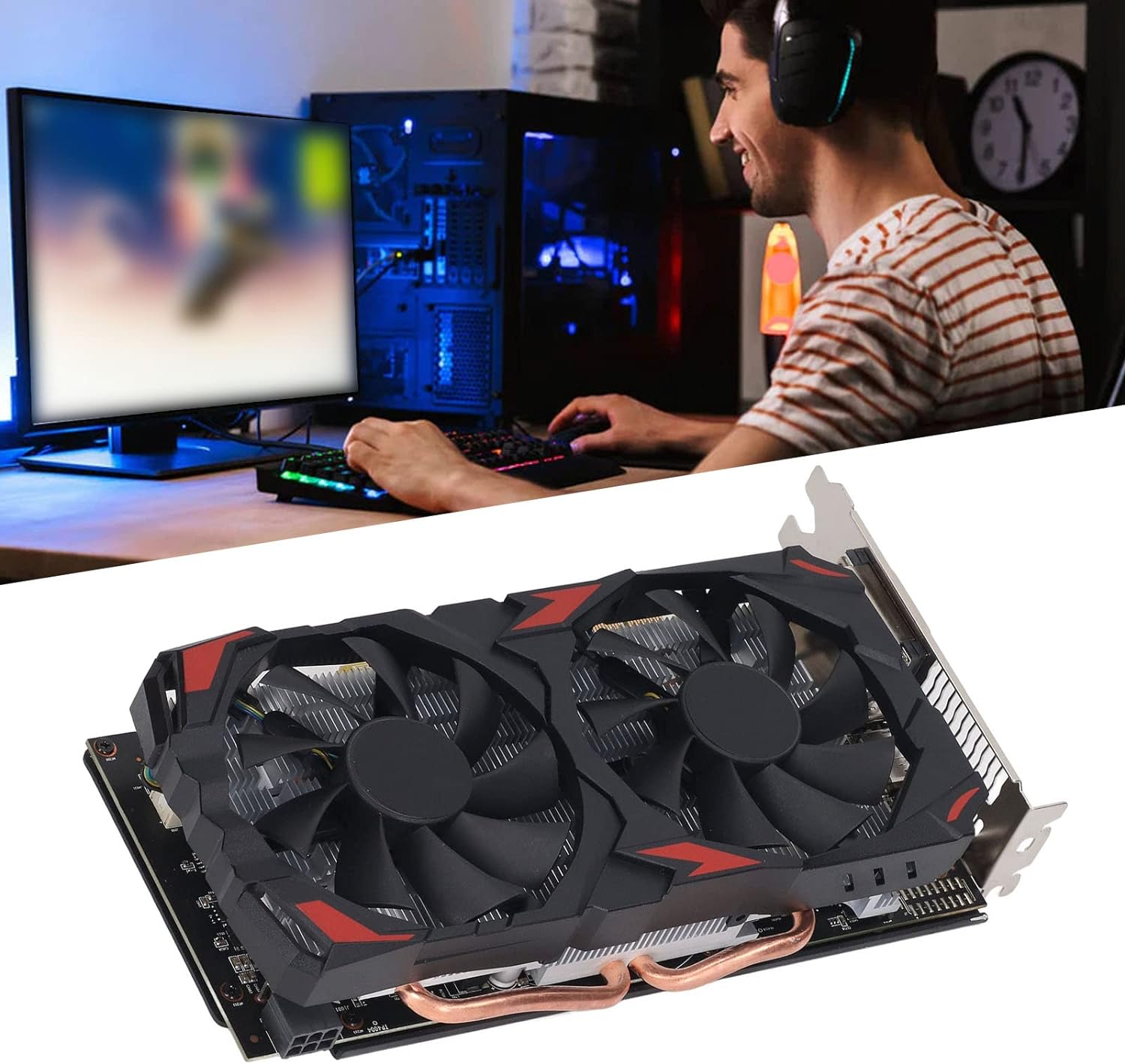RX580 8GB DDR5 256BIT Graphics Card, PCIE 3.0 Gaming Graphics Card with Cooling Dual Fans, HDMI, DVI, 3Xdp (580 8G D5) image number 2