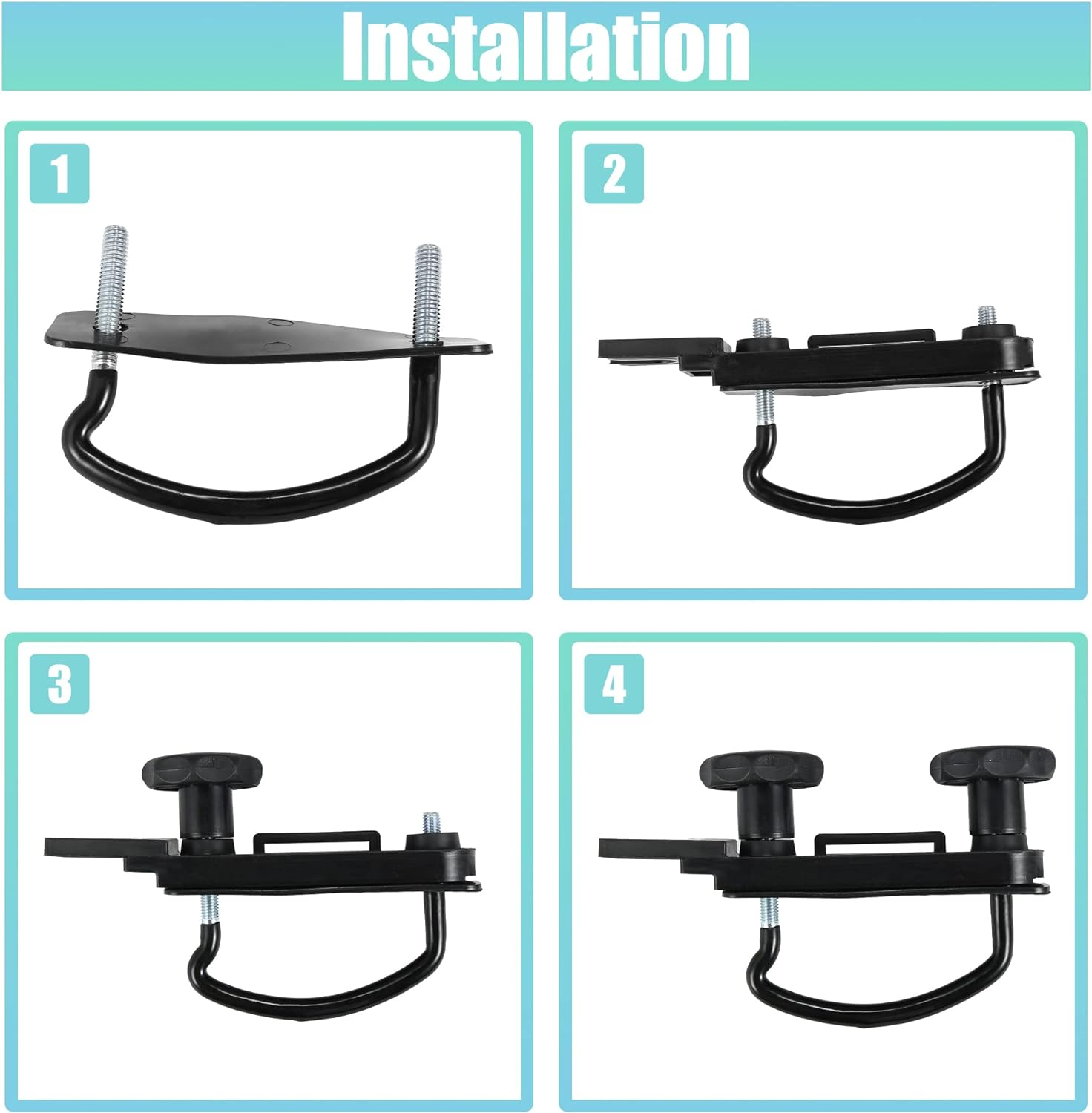 X AUTOHAUX 4 PCS Universal Roof Box U Bolt Clamps Rooftop Cargo Carrier Rack Bolts 83Mm Internal Width W/ 8 Lock Nuts and 2 Straps Cargo Carrier Mounting Fitting Iron Bolts image number 3