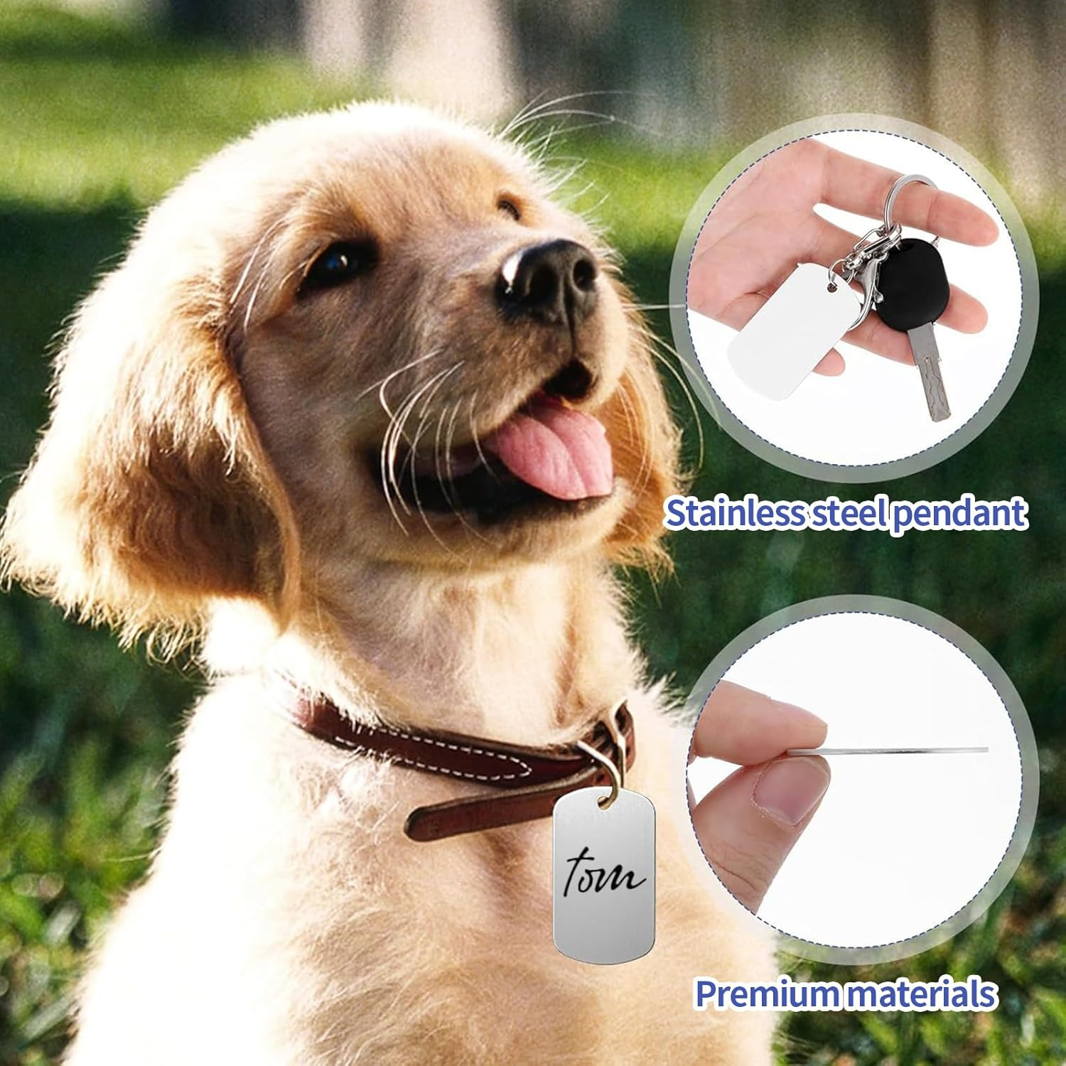 YUDAWN Pack of 24 Stainless Steel Blank Pendants, Key Ring Blanks Dog Tags, Dog Tags, Punching Blanks for Round, Rectangular, Heart-Shaped Charms, Necklace, Bracelets, DIY Making Kit image number 5