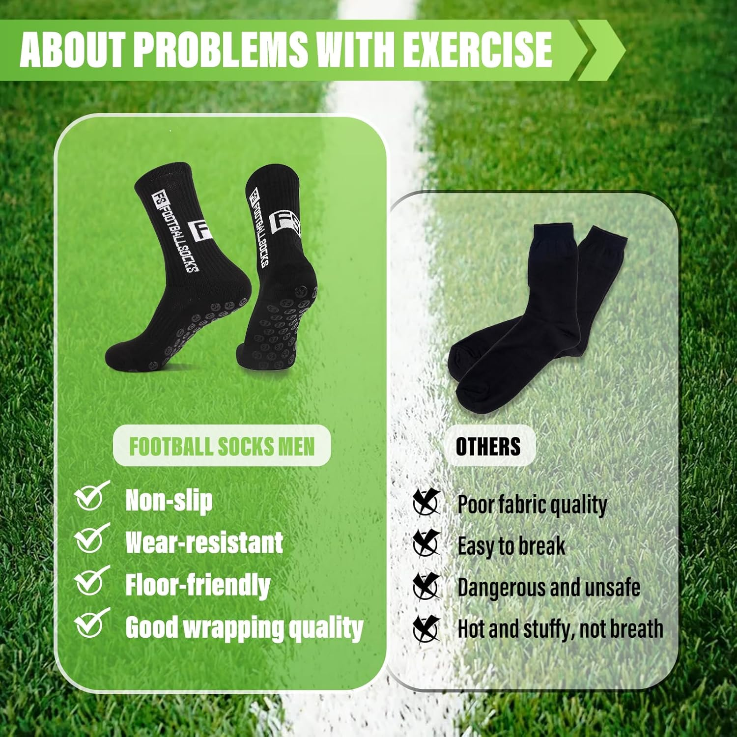 Fiohiros Grip Socks Soccer & Football 3-Pack High-Elastic Anti-Slip Sports Socks with Mesh Ventilation, Grip Socks Men Silicone Suction Pads - White image number 4